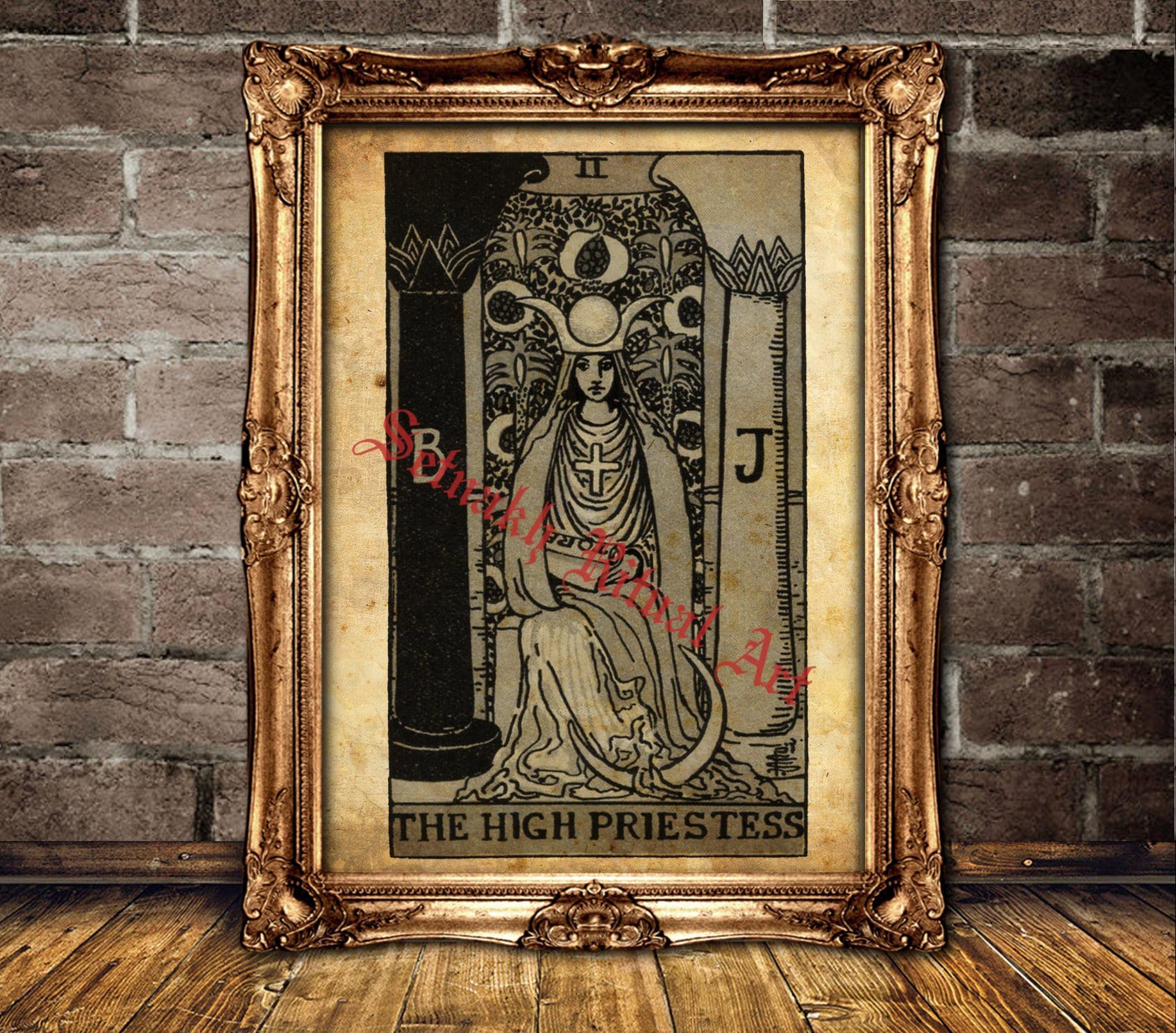 The High Priestess Tarot print, Intuition, sacred knowledge, divine feminine, the subconscious mind. Tarot card poster, occult art #396.2