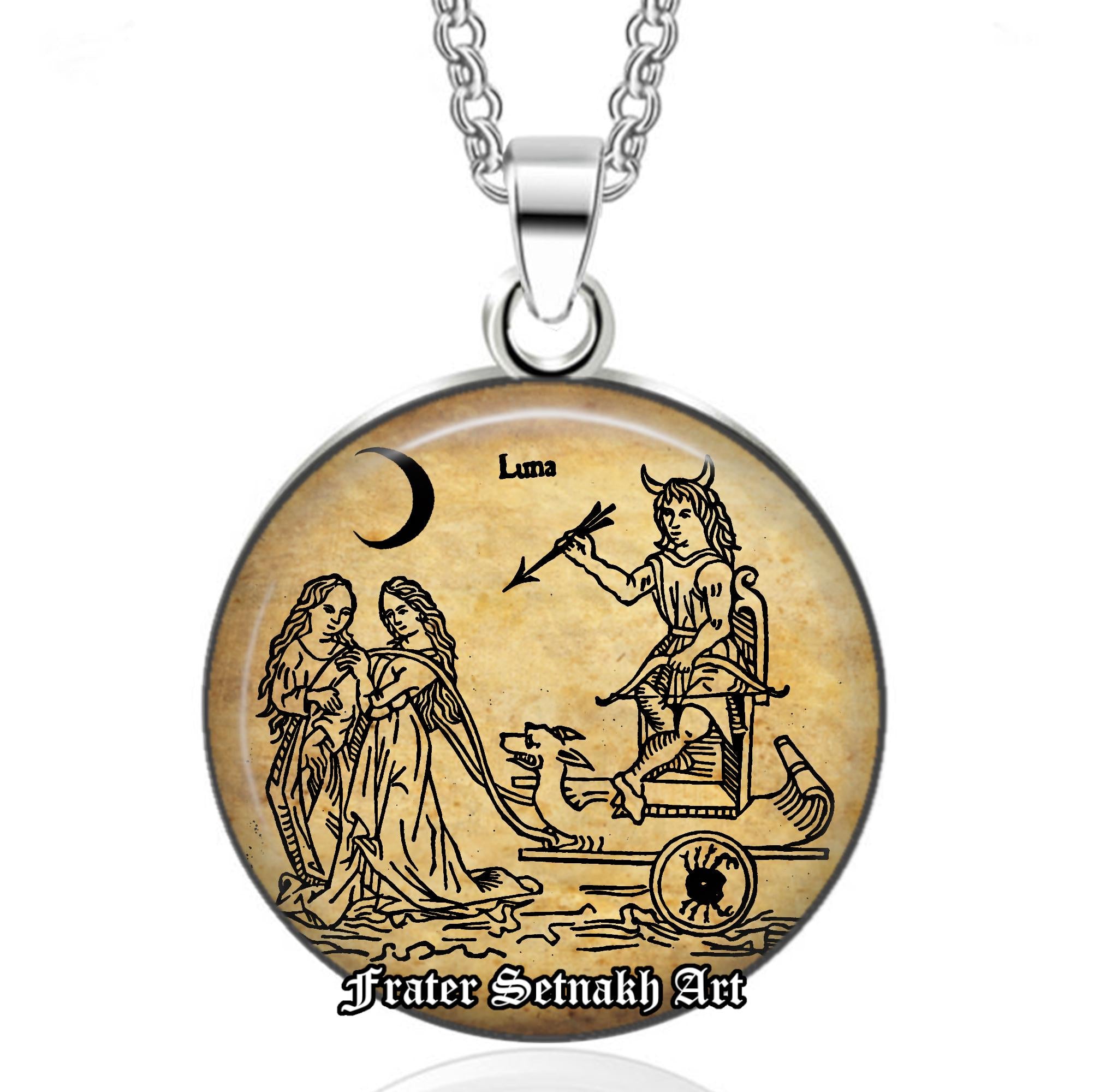 Moon Goddess Luna Talisman – Lunar Amulet for Intuition, Dreams, Feminine Energy – Zodiac: Cancer – Wiccan Celestial Magic Necklace #558.6
