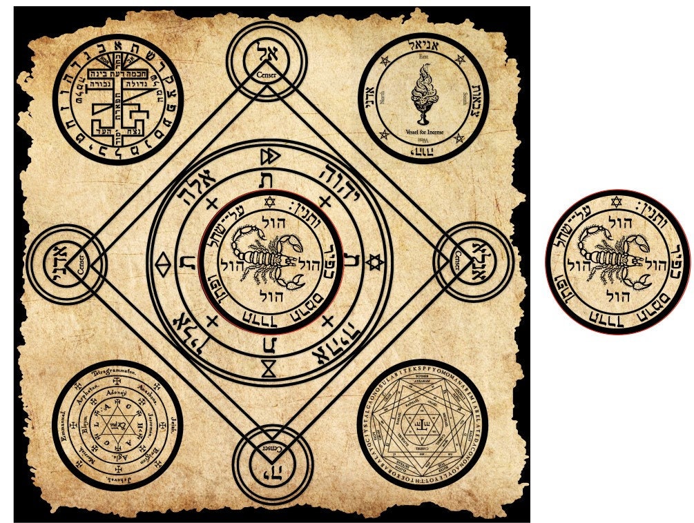 Special reusable stickers with 44 Solomon Seals; 2 or 44 pcs, fits a Meditation Mat for Solomon Magick operations, Greater Key of Solomon