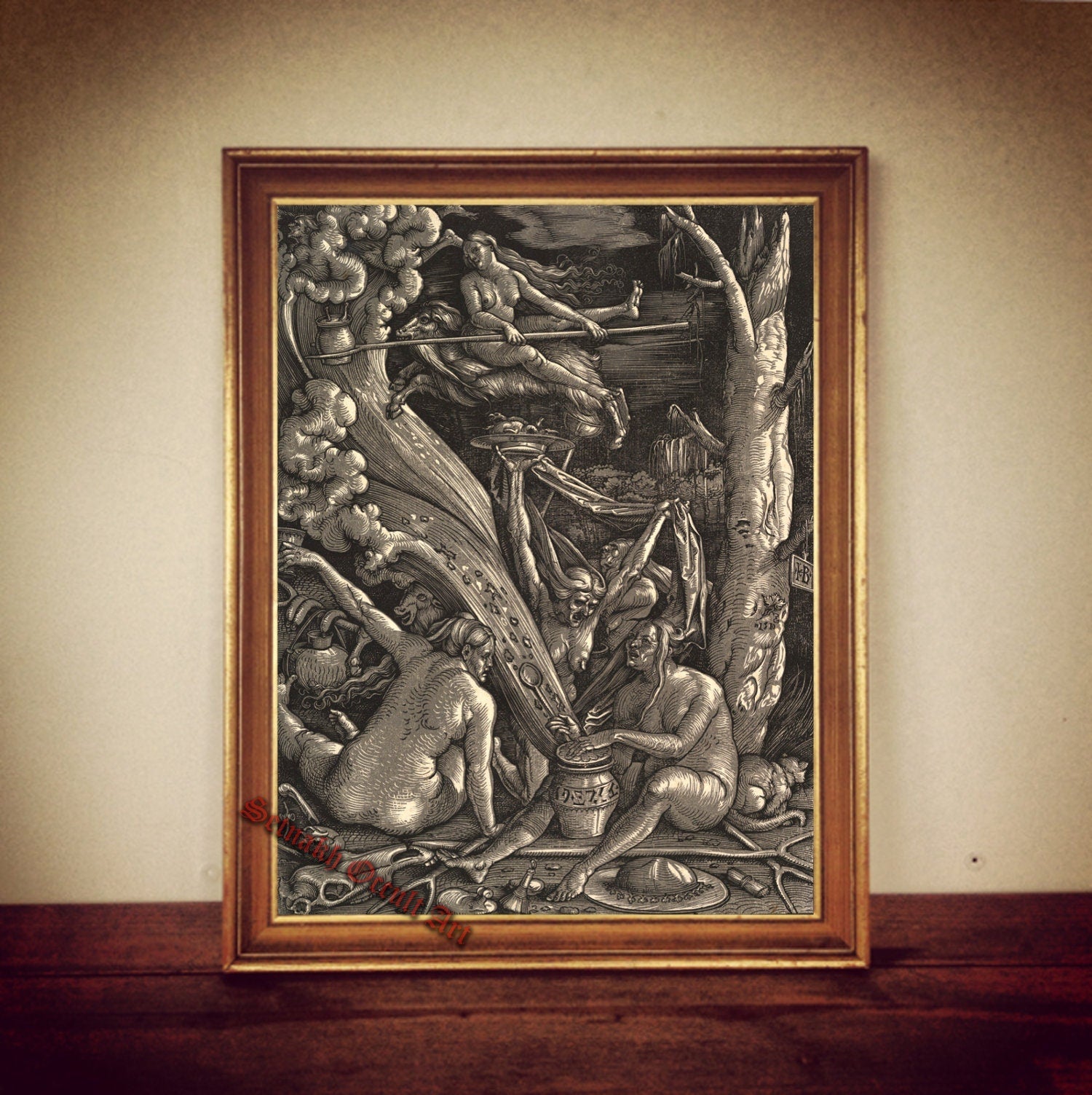 Witches sabbath occult poster, witchcraft print, occult aged poster, dark gothic art, sorcery, black magic, occultism, magick #W11