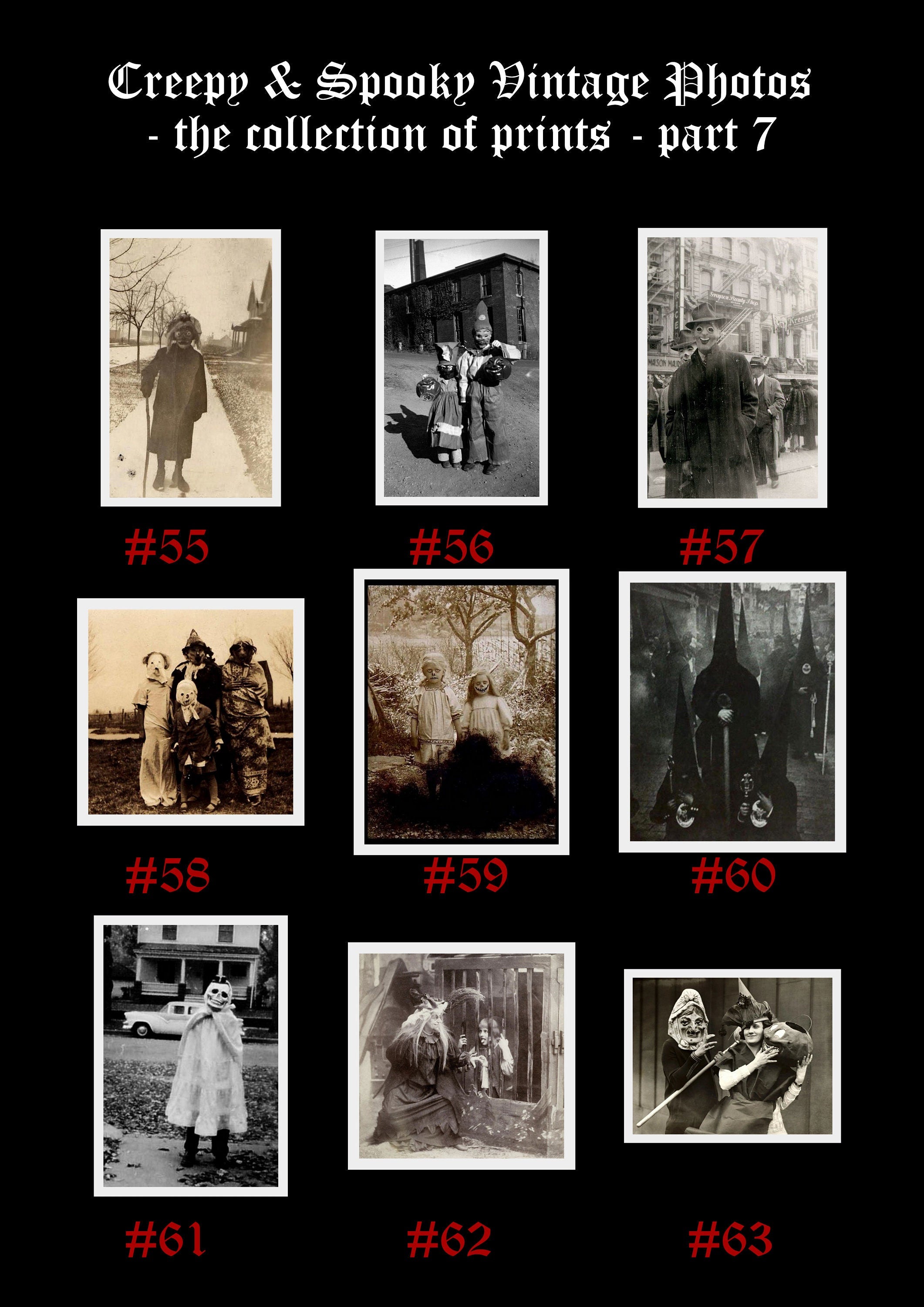 81 Creepy + Spooky Vintage Photos prints, Dark aesthetic prints, A5 size - 8.3 x 5.8 " (210 x 148 mm), Halloween art, occult, dark wallart,
