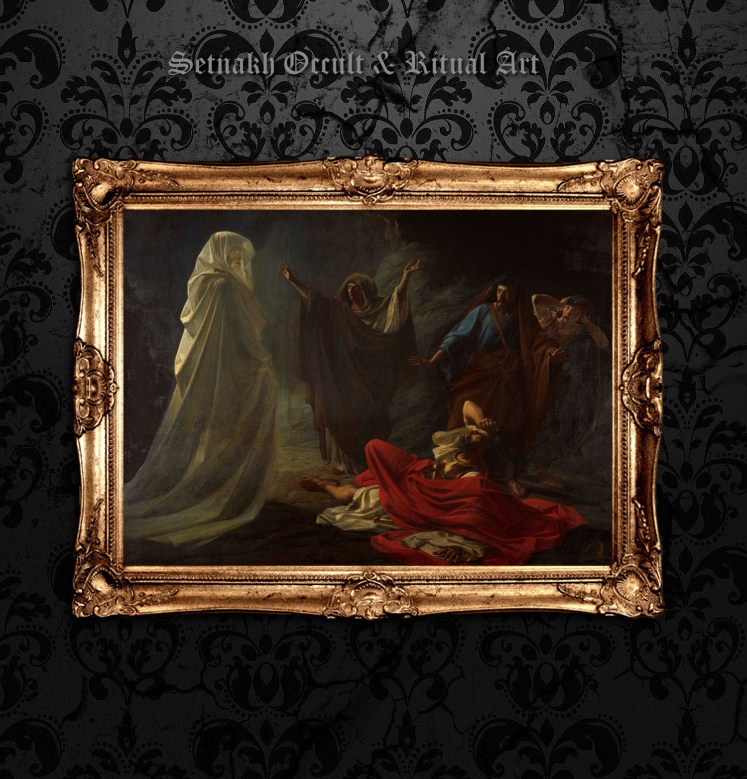 Saul And The Witch Of Endor, witch print, witchcraft art, wiccan, pagan poster, gothic gift, dark home decor #W27