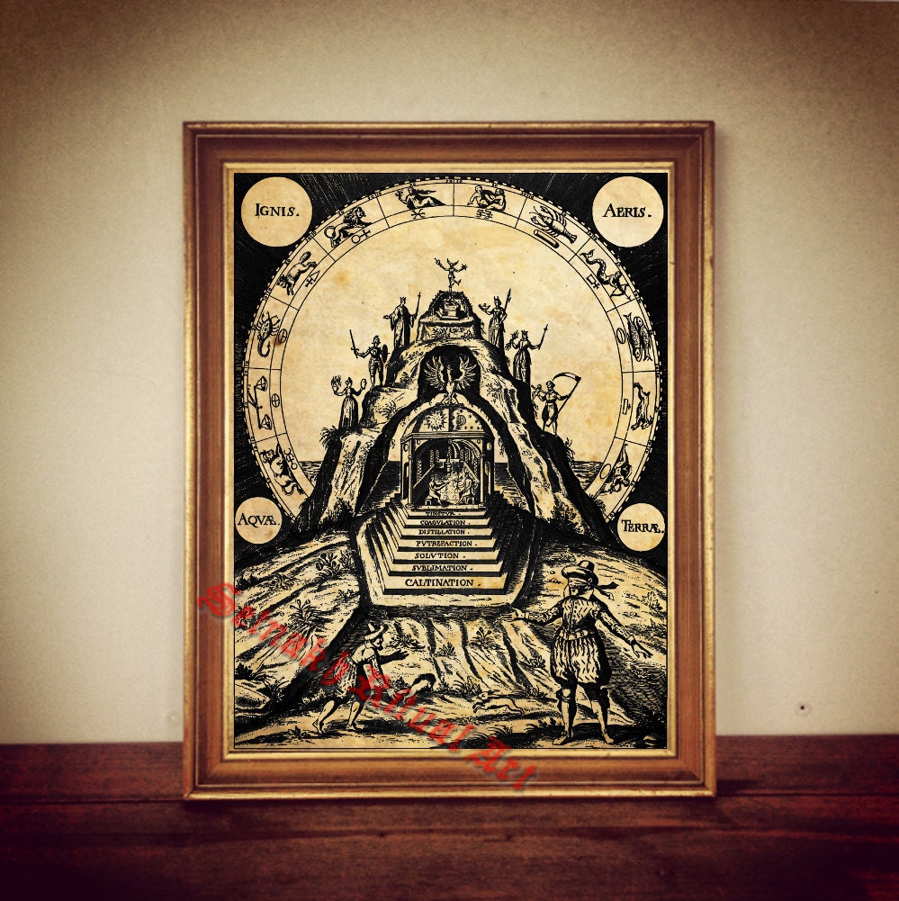 Cosmic Alchemy print, zodiac print, antique paper, gnostic art, hermetic vision, occult print, alchemical poster, esoteric poster #84