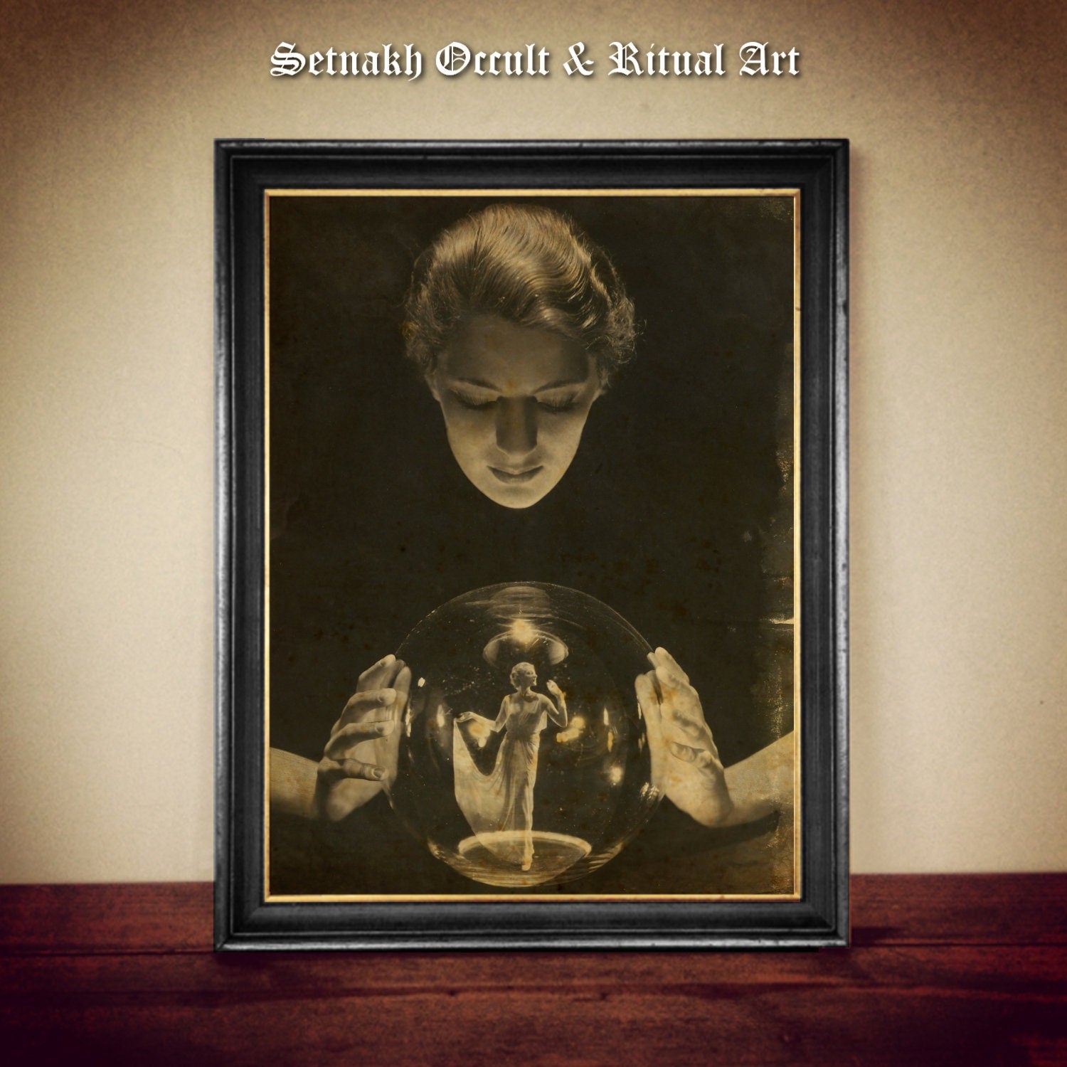 Lee Miller with Crystal Ball print, Medium, Spiritualism photography, dark art, occult, gothic gift, witch homedecor, witchcraft #W94