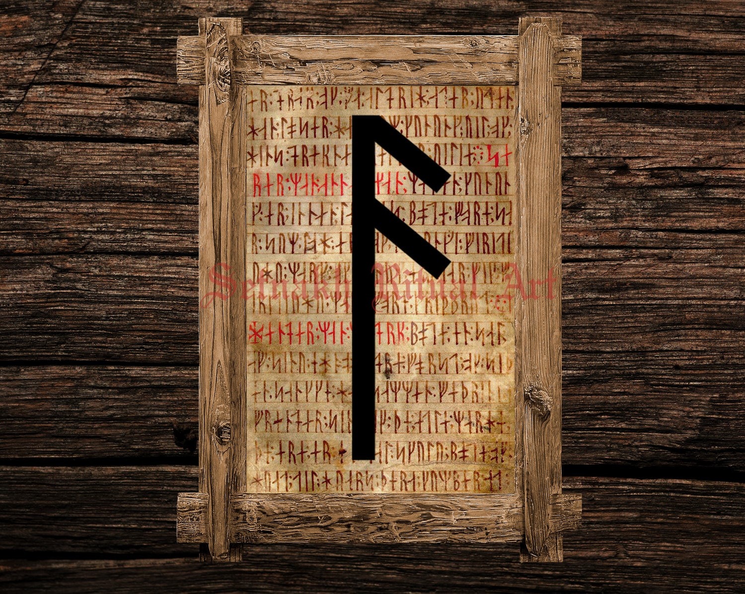 Ansuz print, rune illustration, Elder Futhark art, viking home decor, magical illustration, norse magick, magic, occult canvas poster #339.4