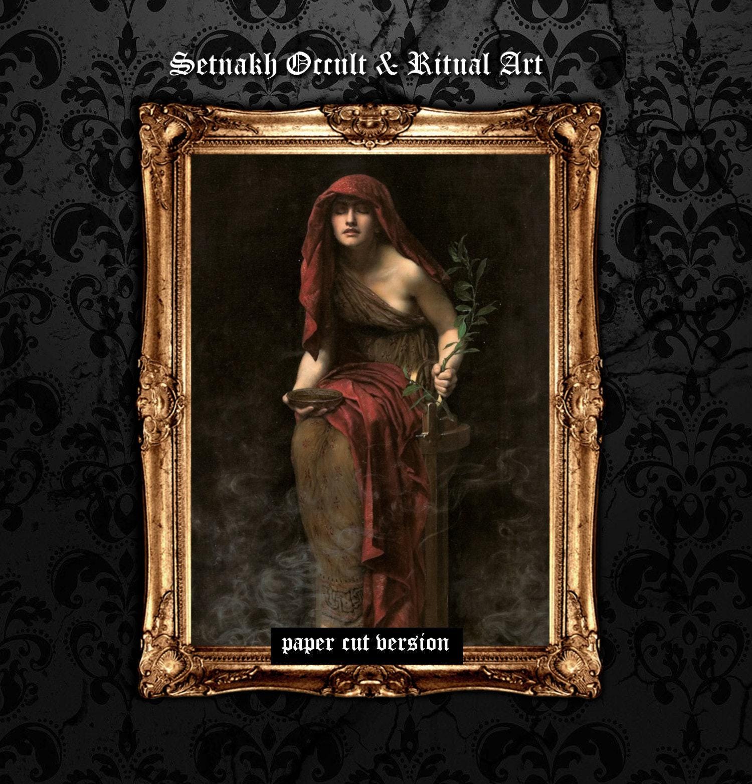 The High Priestess of Delphi print, Intuition, sacred knowledge, divine feminine, the subconscious mind. Tarot card, witch, occult art #W106