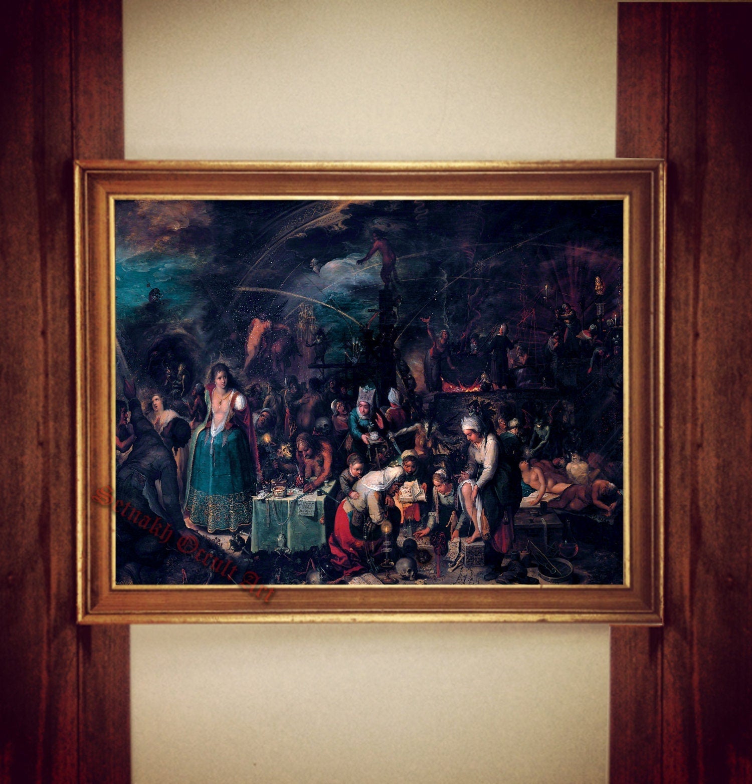 Witches Sabbath print, witchcraft, wiccan home decor, occult art, magick spells, Sorcery, gothic home decor, dark art #W17