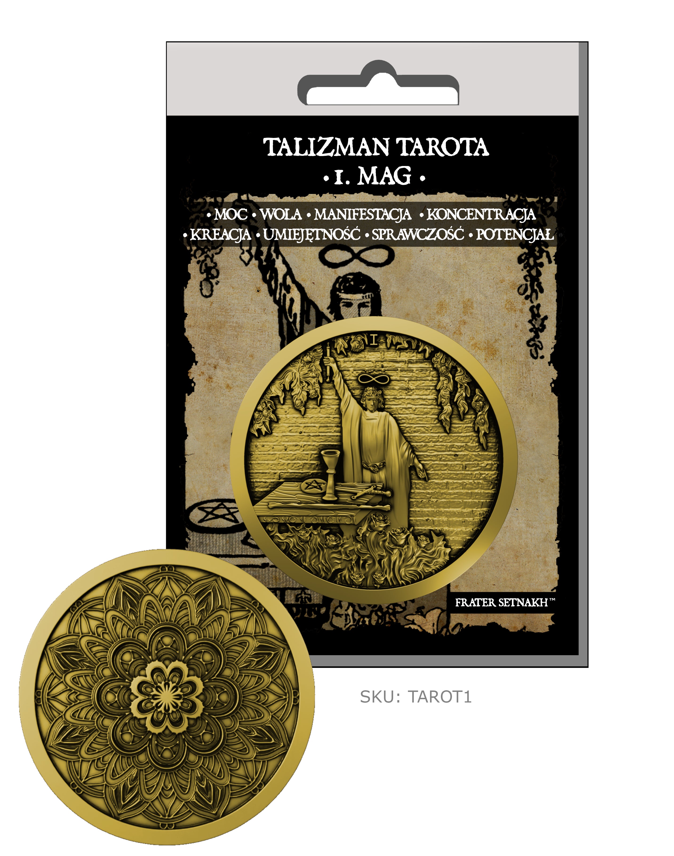 22 Talizmany Monety Tarota Rider-Waite-Smith + 22 Kart Opisowych + Etui PVC | Kolekcjonerski Zestaw Talizmanów