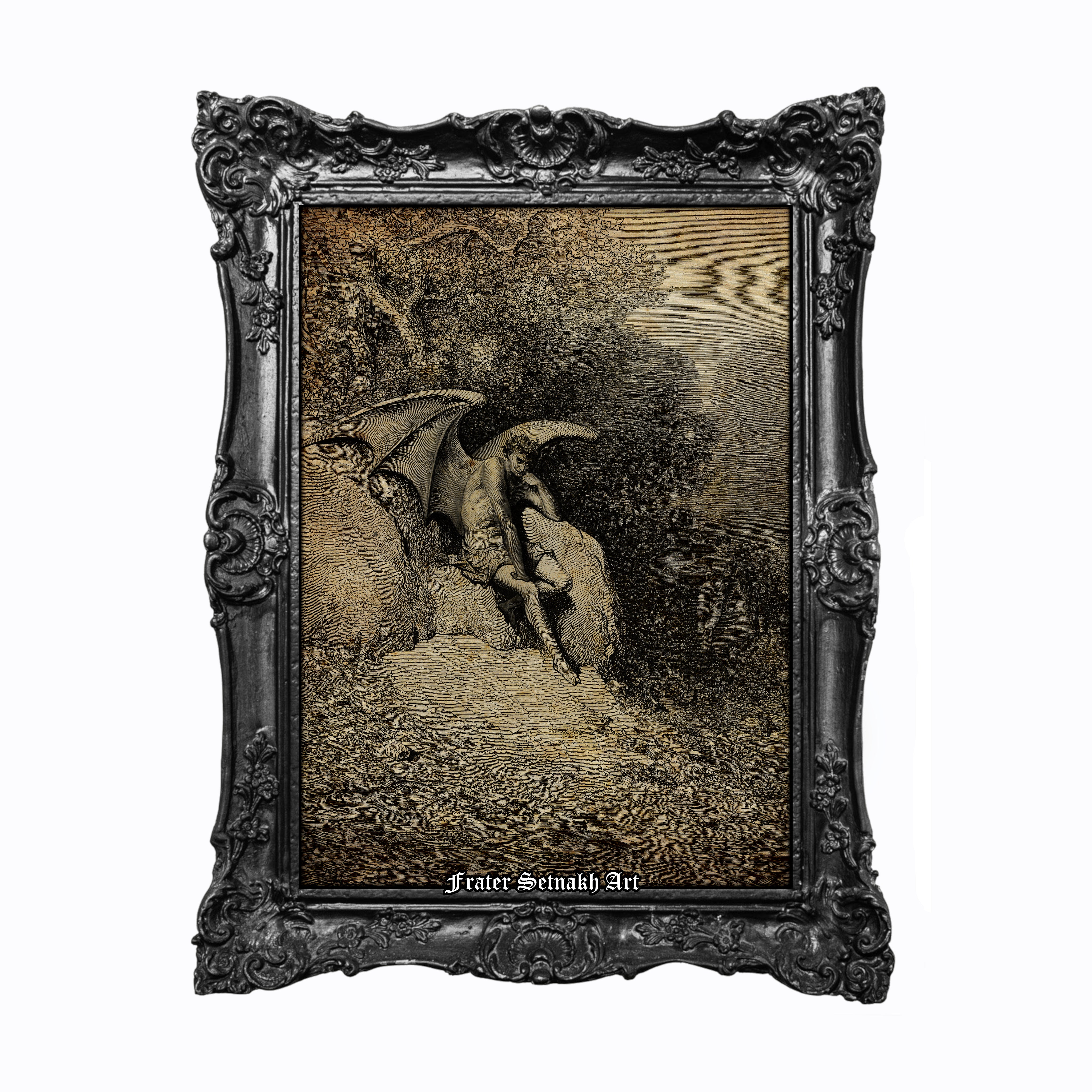 Lucifer the Fallen Angel Print – Gustave Doré, 1866 – Satan in Eden Poster – Occult Luciferian Wall Art – Gothic & Esoteric Decor #107