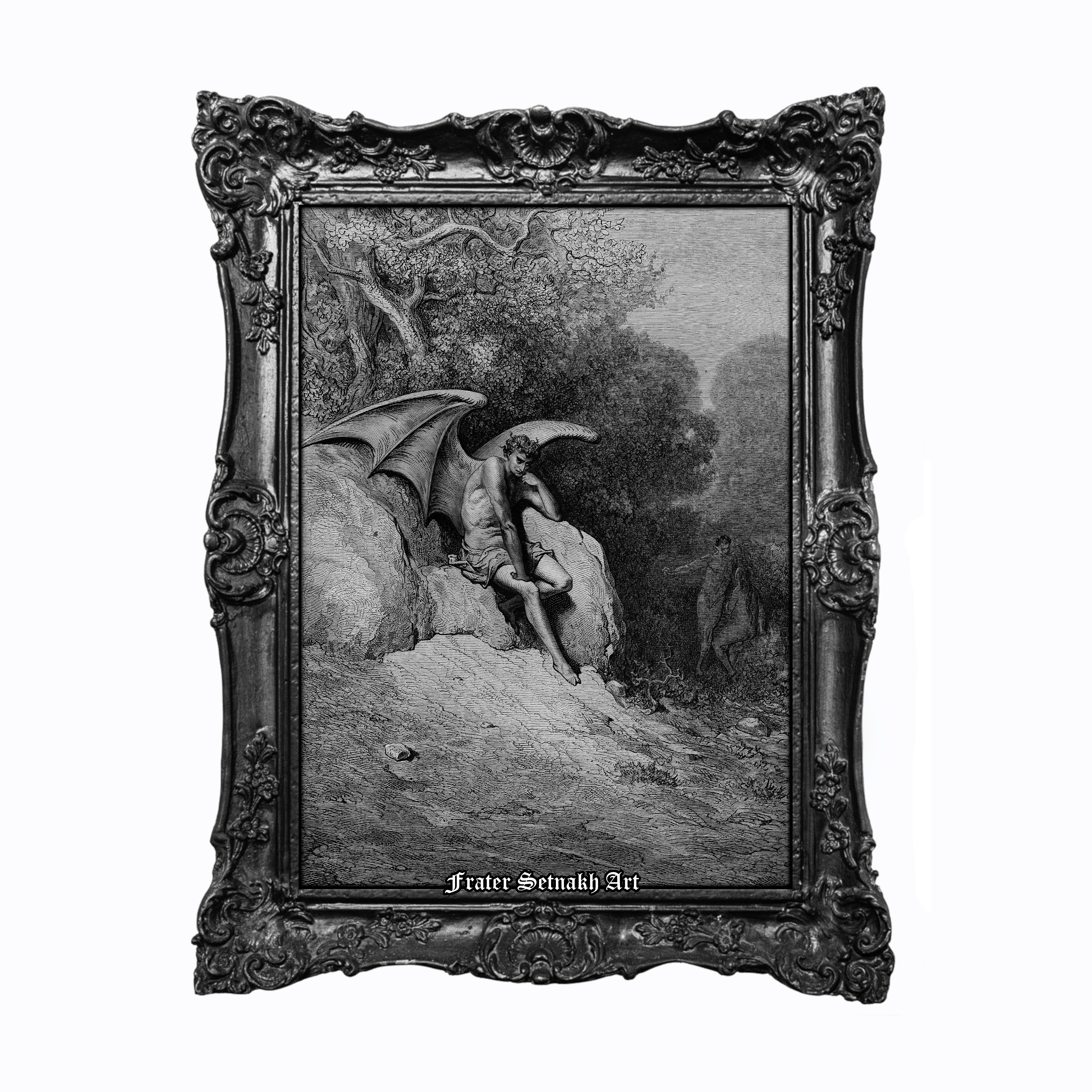 Lucifer the Fallen Angel Print – Gustave Doré, 1866 – Satan in Eden Poster – Occult Luciferian Wall Art – Gothic & Esoteric Decor #107