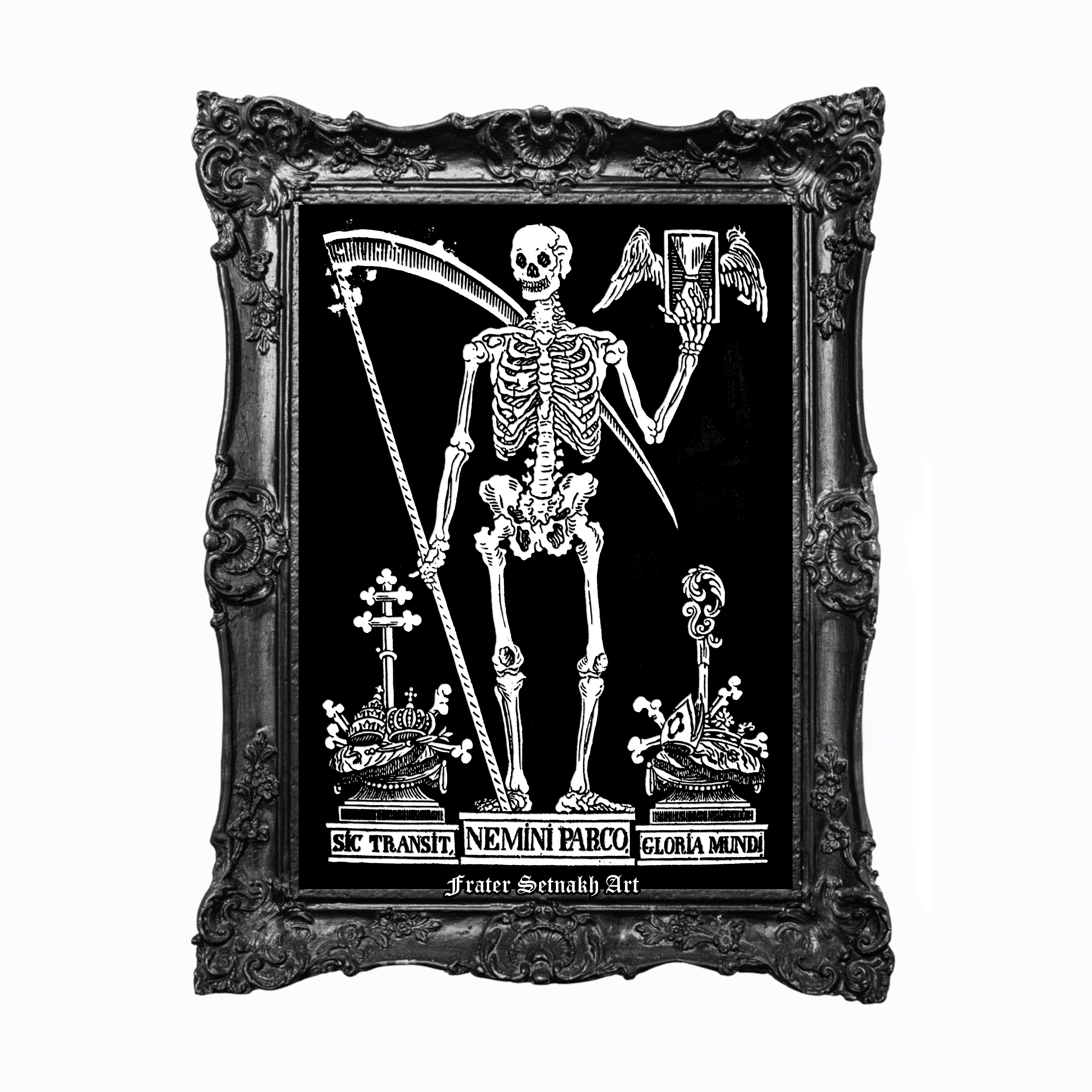 Death Reaper Print – Danse Macabre Art – Occult Skeleton Poster – Vintage Gothic Wall Art – Memento Mori Illustration – Halloween Home Decor #108