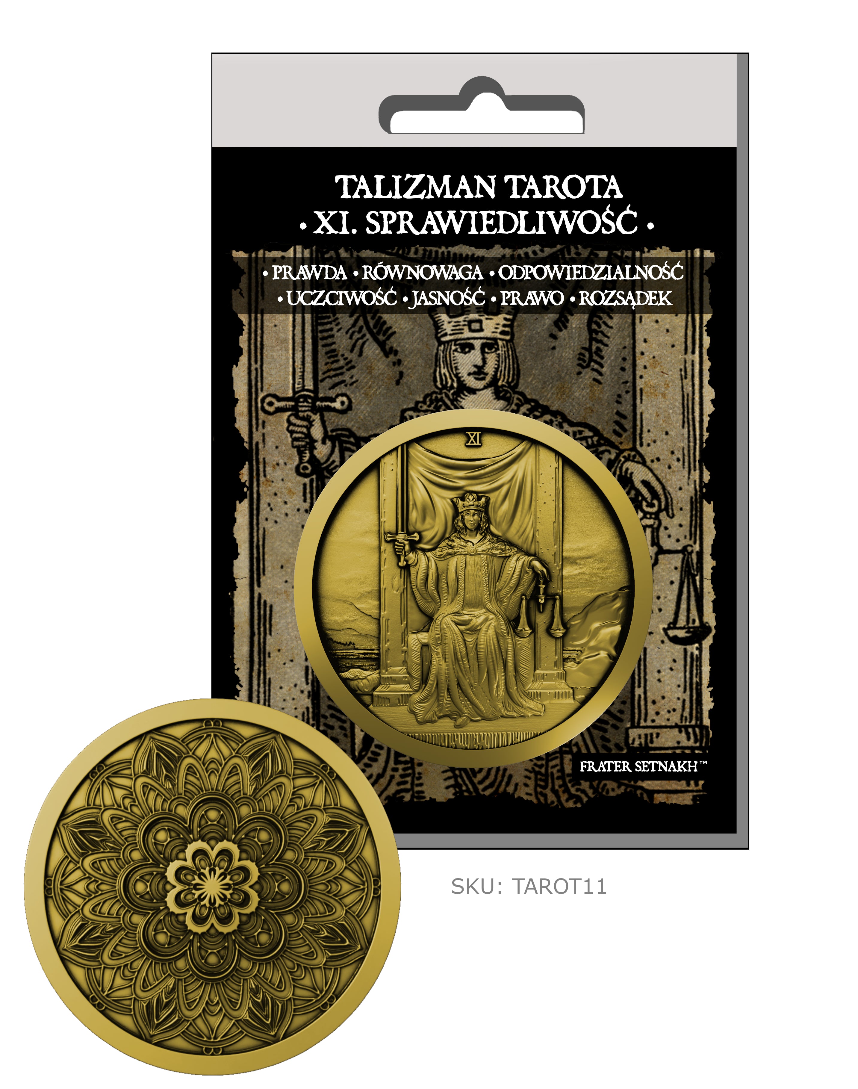 22 Talizmany Monety Tarota Rider-Waite-Smith + 22 Kart Opisowych + Etui PVC | Kolekcjonerski Zestaw Talizmanów
