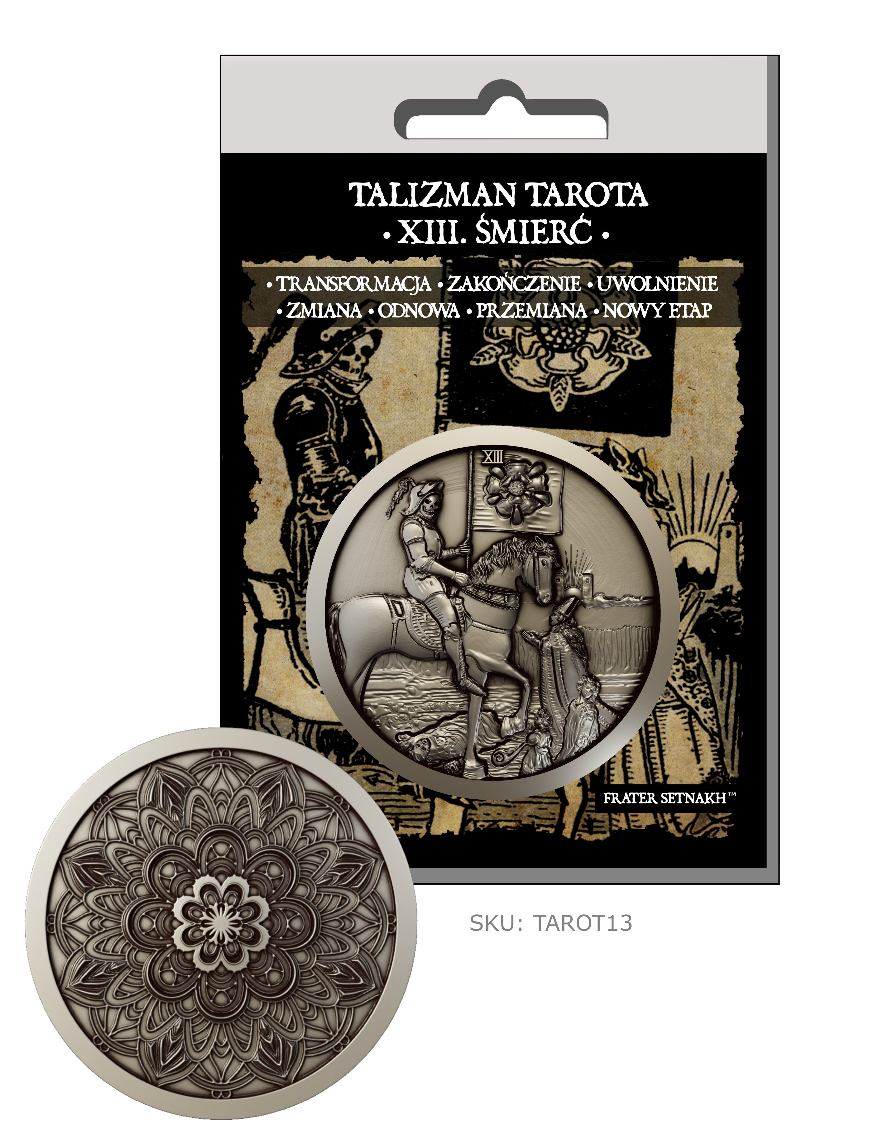 22 Talizmany Monety Tarota Rider-Waite-Smith + 22 Kart Opisowych + Etui PVC | Kolekcjonerski Zestaw Talizmanów