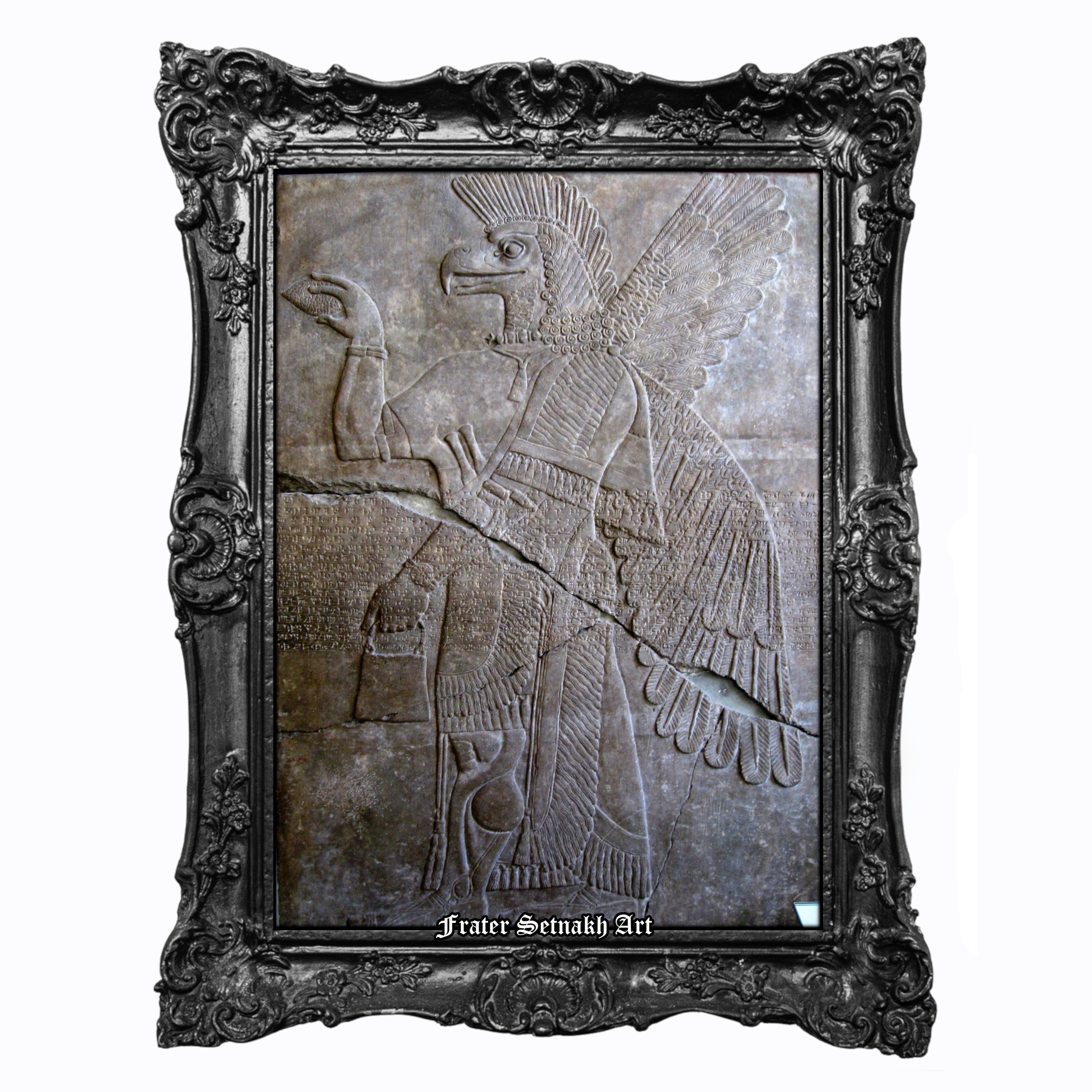 Anunnaki Print – Sumerian Winged Deity Poster, Babylonian Apkallu Illustration from the Assyrian Chamber Reconstruction, Vorderasiatisches Museum Pergamon, Ancient Aliens Occult Print, Mythological Magic Wall Art #143