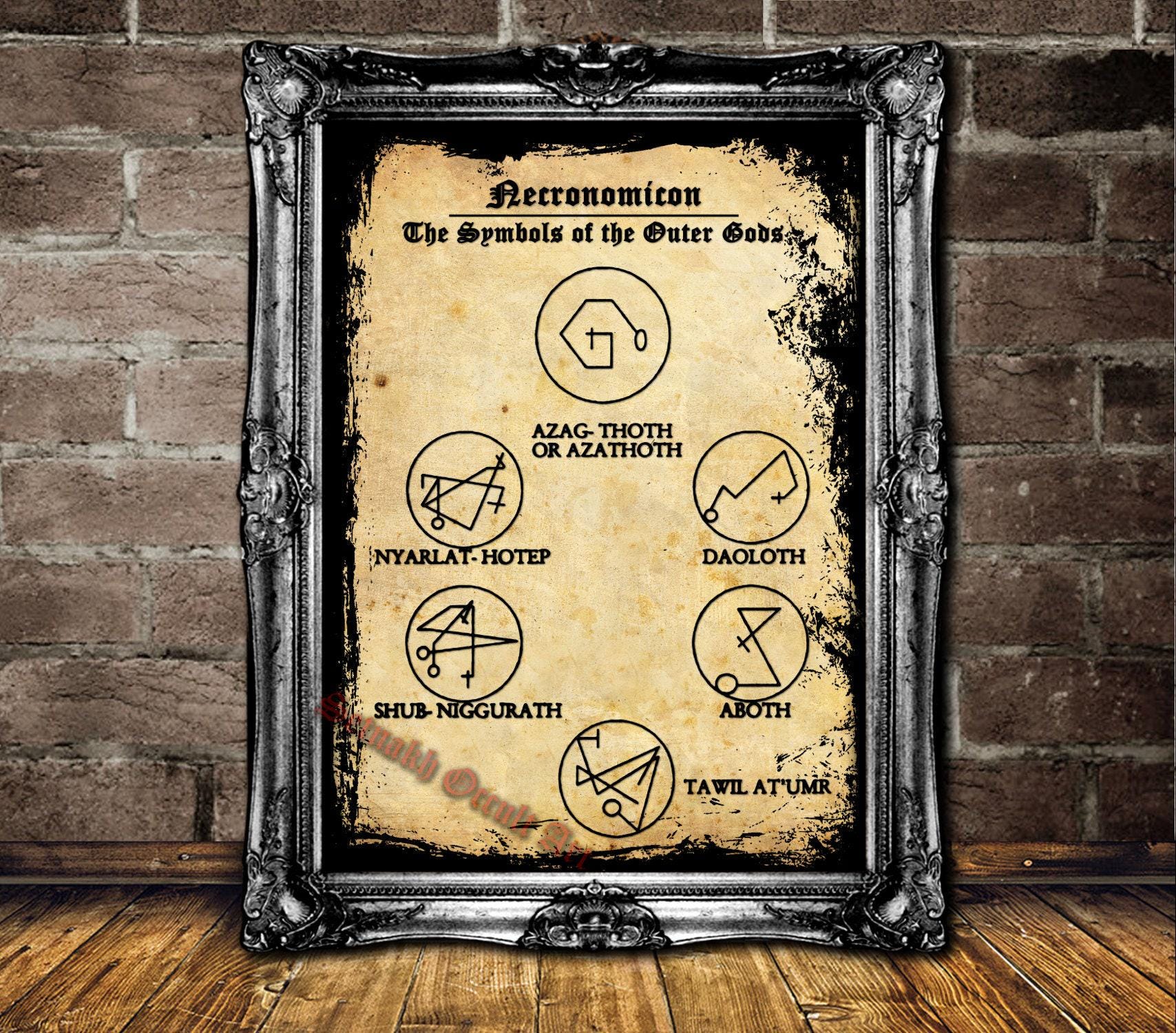 Necronomicon - The Symbols of the outer Gods print, John Dee, Abdul Alhazred, Lovecraft art, occult seals, Cthulhu art, demons #NECP1