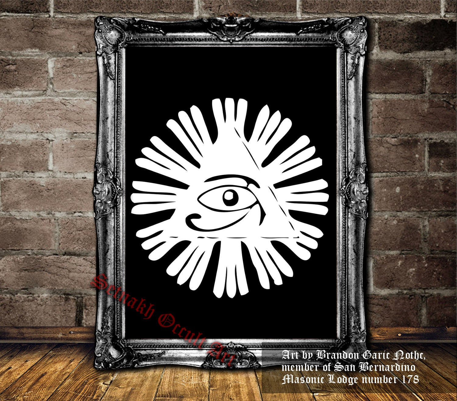 Eye of Provenance and pyramid print, Illumiinati Symbol, antique print, Freemasons, esoteric illustration, #MS2