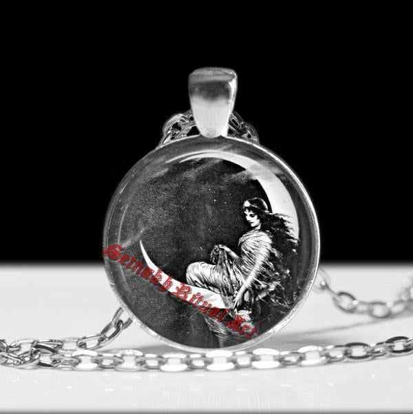 Moon pendant, fairy necklace, gothic jewelry, magic talisman, wiccan jewelry, pagan accessories #290