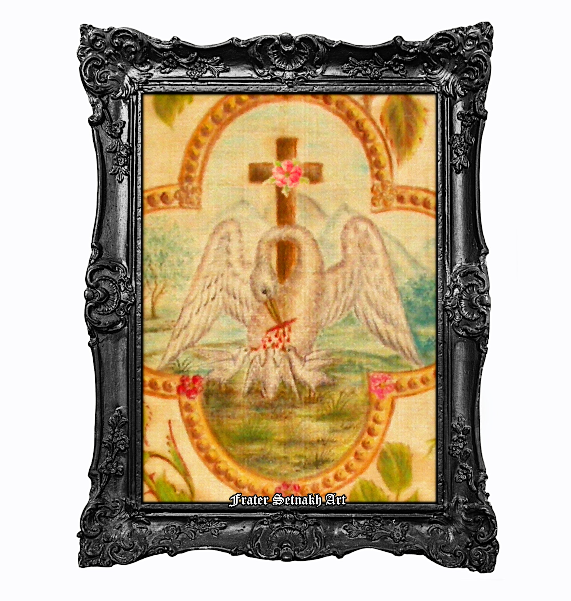Rosicrucian Pelican Poster, 19th Century Esoteric Print, Rose and Cross Illustration, Occult Symbolism & Altar Decor Wall Art #203