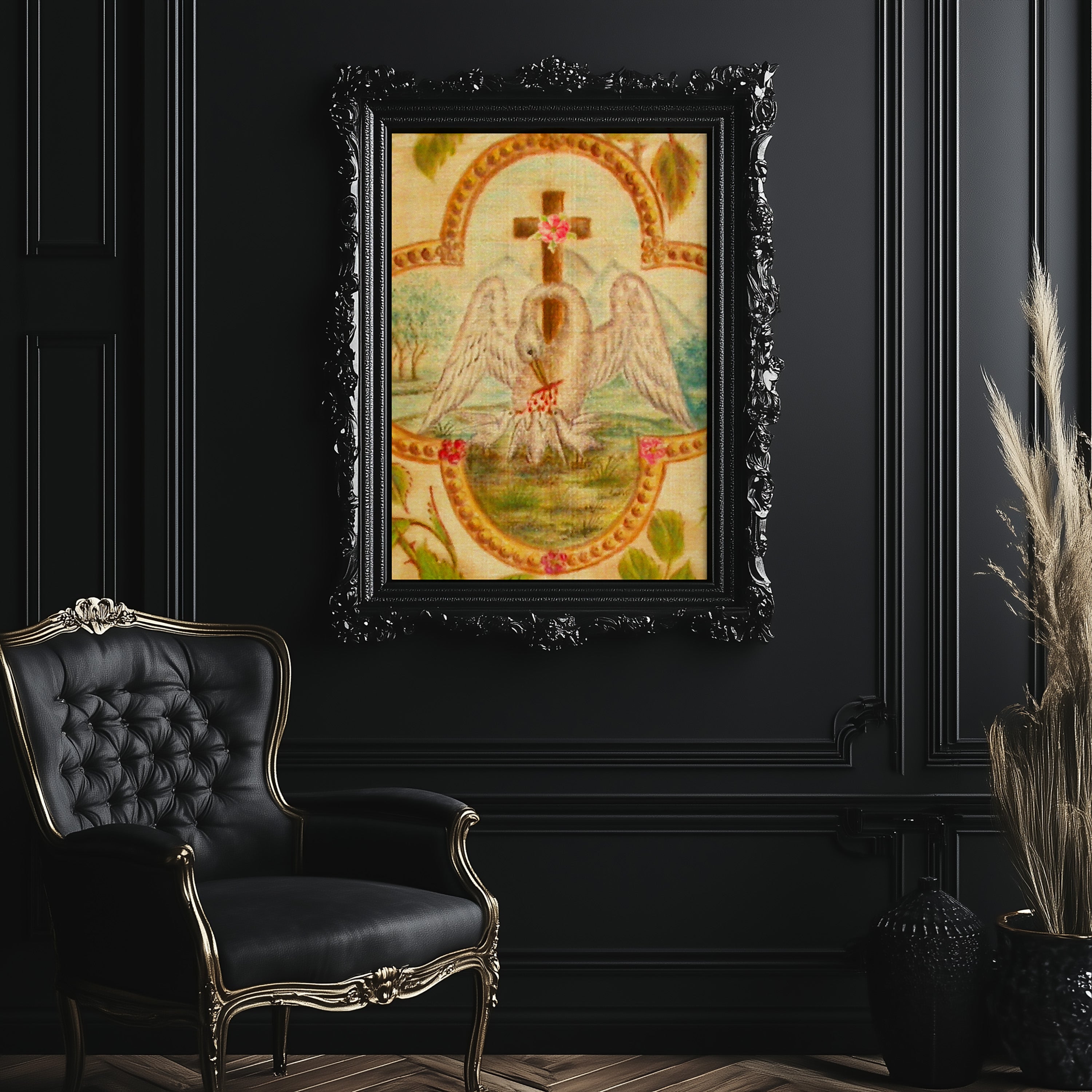 Rosicrucian Pelican Poster, 19th Century Esoteric Print, Rose and Cross Illustration, Occult Symbolism & Altar Decor Wall Art #203