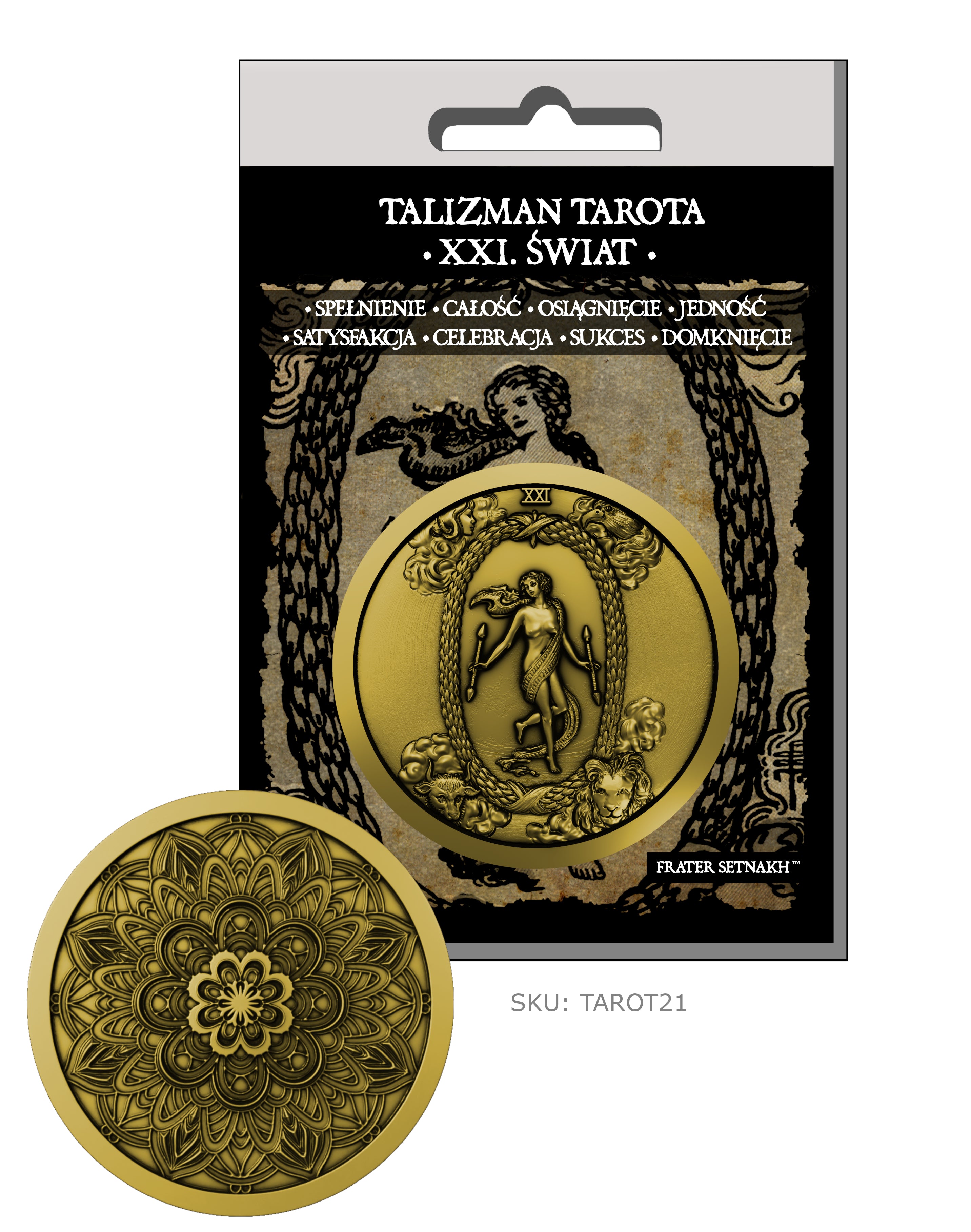 22 Talizmany Monety Tarota Rider-Waite-Smith + 22 Kart Opisowych + Etui PVC | Kolekcjonerski Zestaw Talizmanów