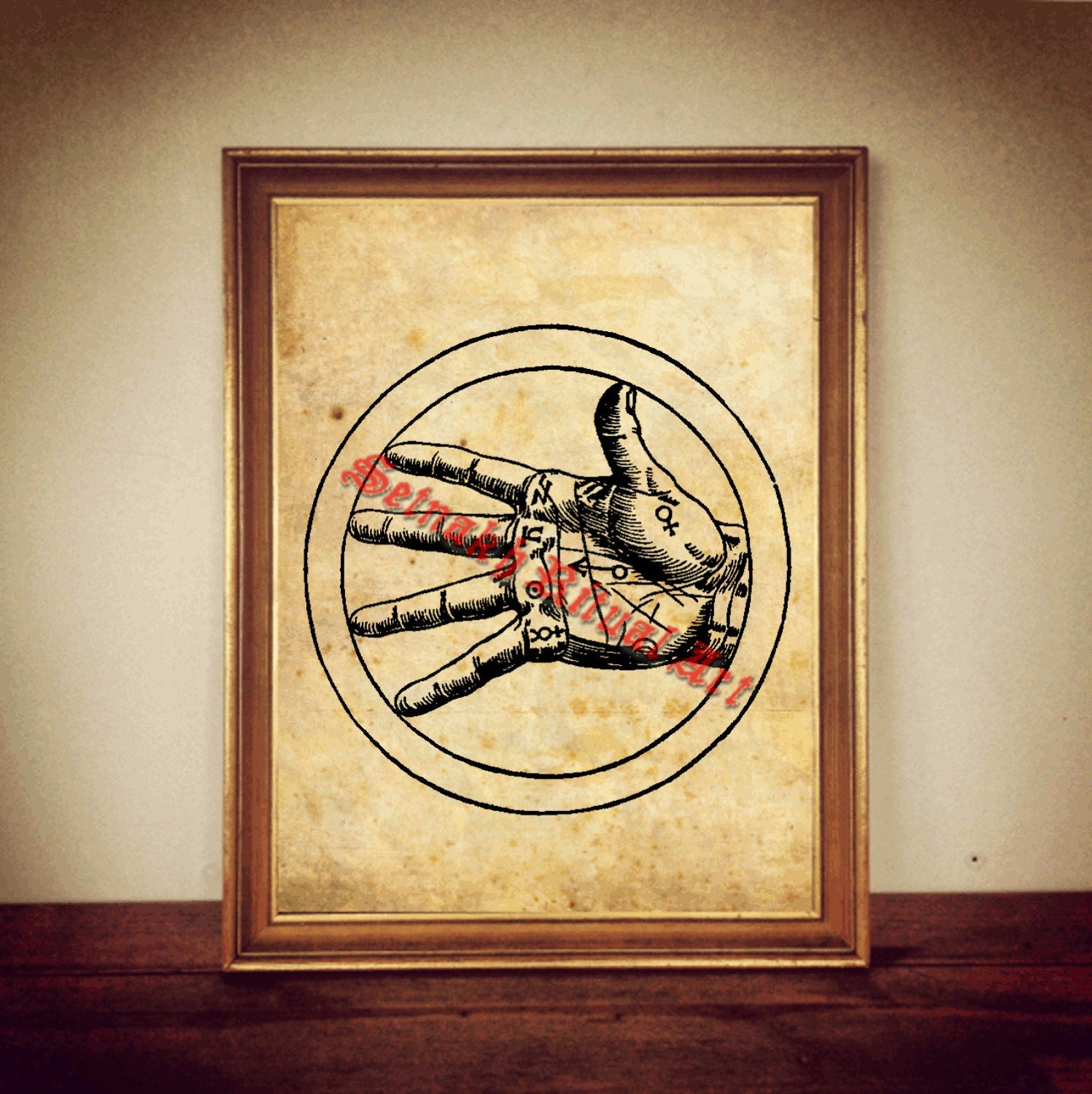 Agrippa Hand print, occult symbol, magic poster, esoteric art, magick, witchcraft, sorcery #312