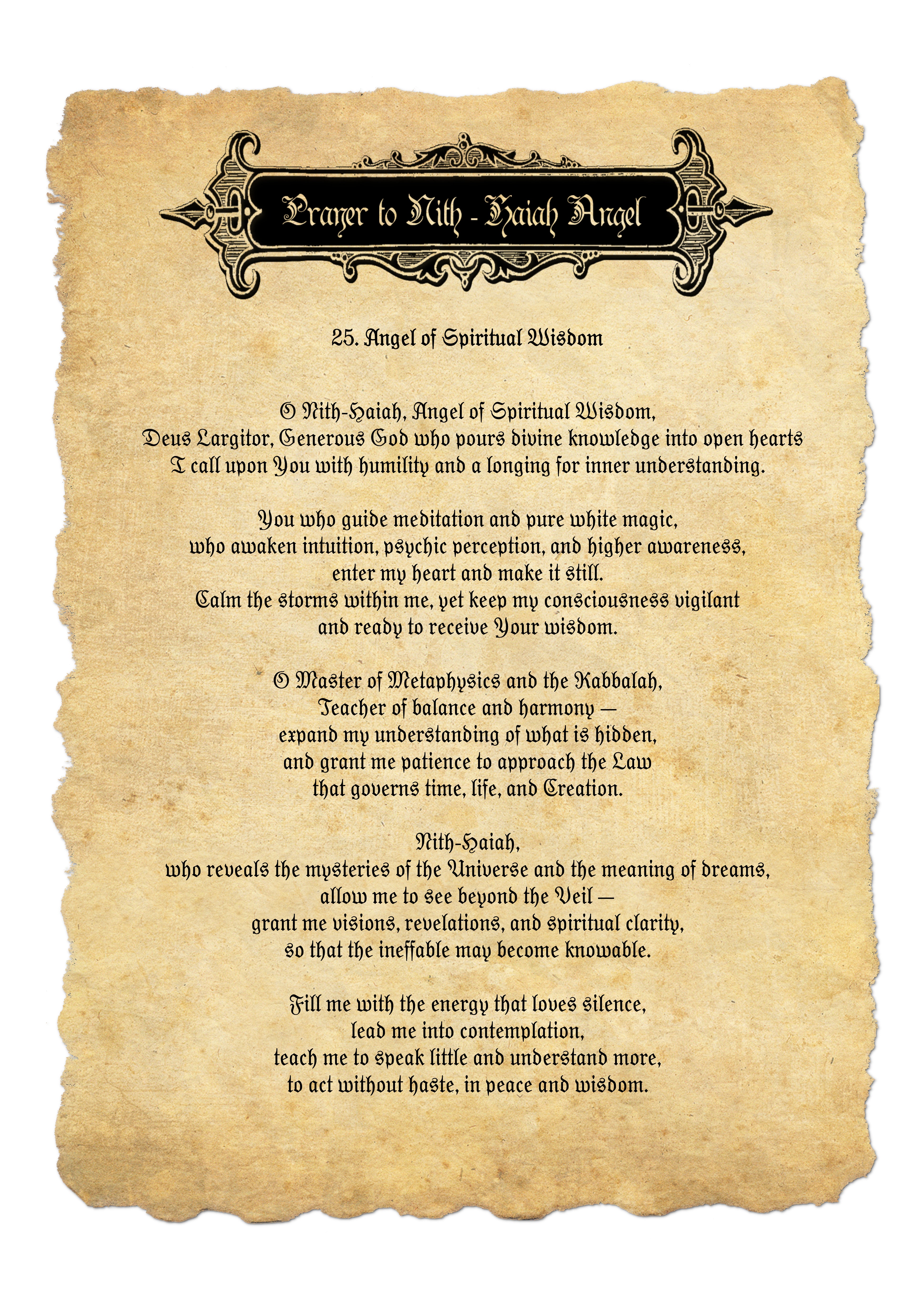 Prayer to Nith-Haiah Angel of Spiritual Wisdom & Magic