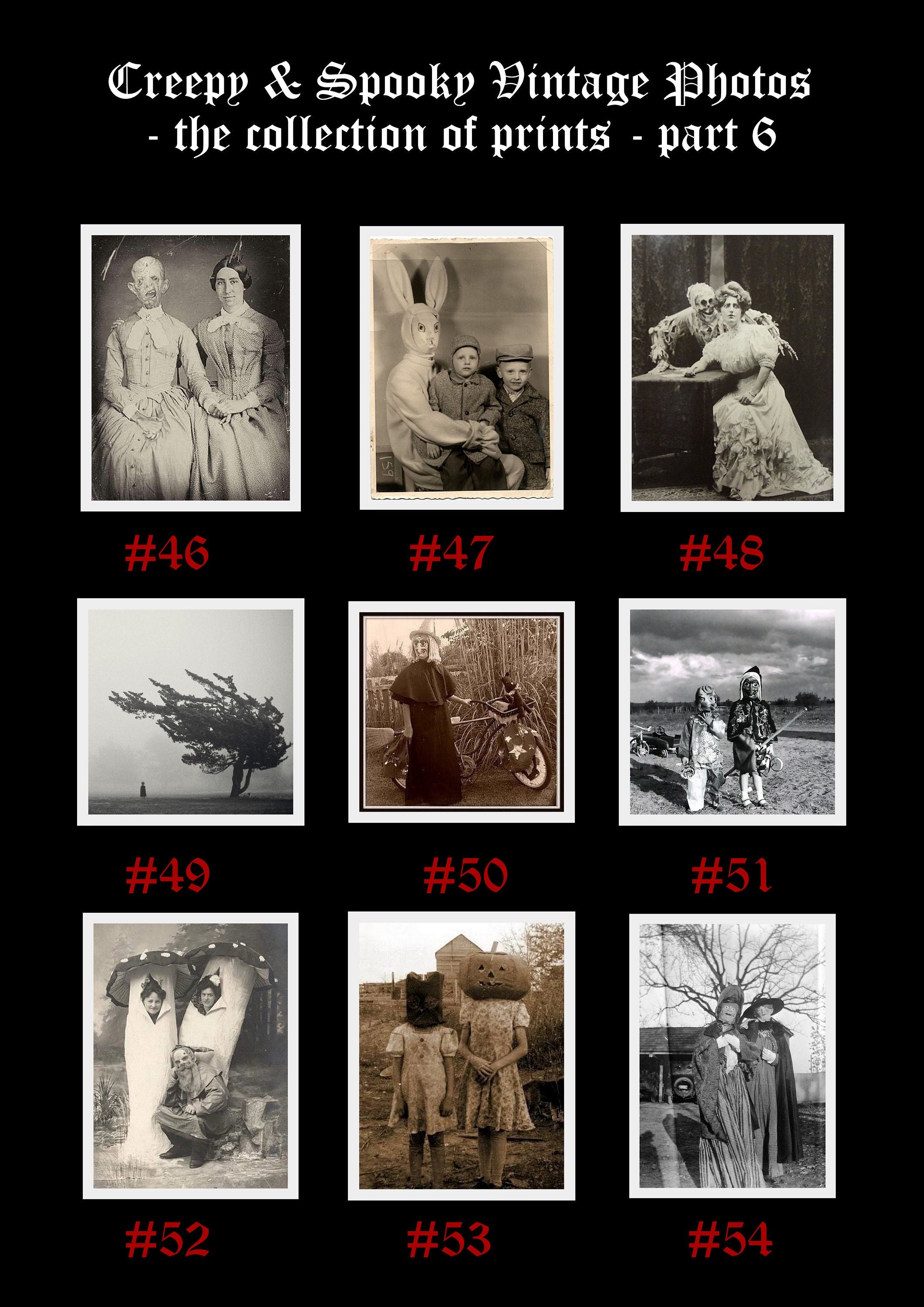 81 Creepy + Spooky Vintage Photos prints, Dark aesthetic prints, A5 size - 8.3 x 5.8 " (210 x 148 mm), Halloween art, occult, dark wallart,