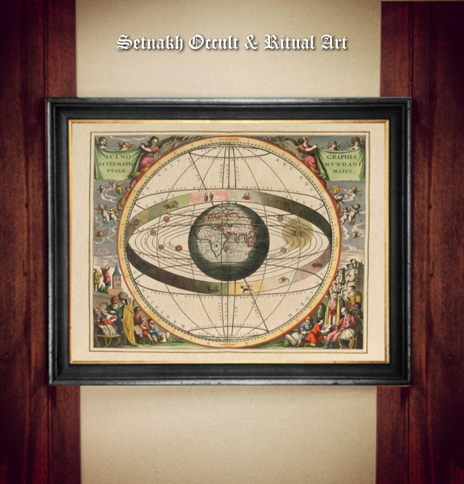 Antique illustration (Plate 2) from 1660 celestial atlas “Harmonia Macrocosmica...” by Andreas Cellarius, Astronomy print, #CE5.2