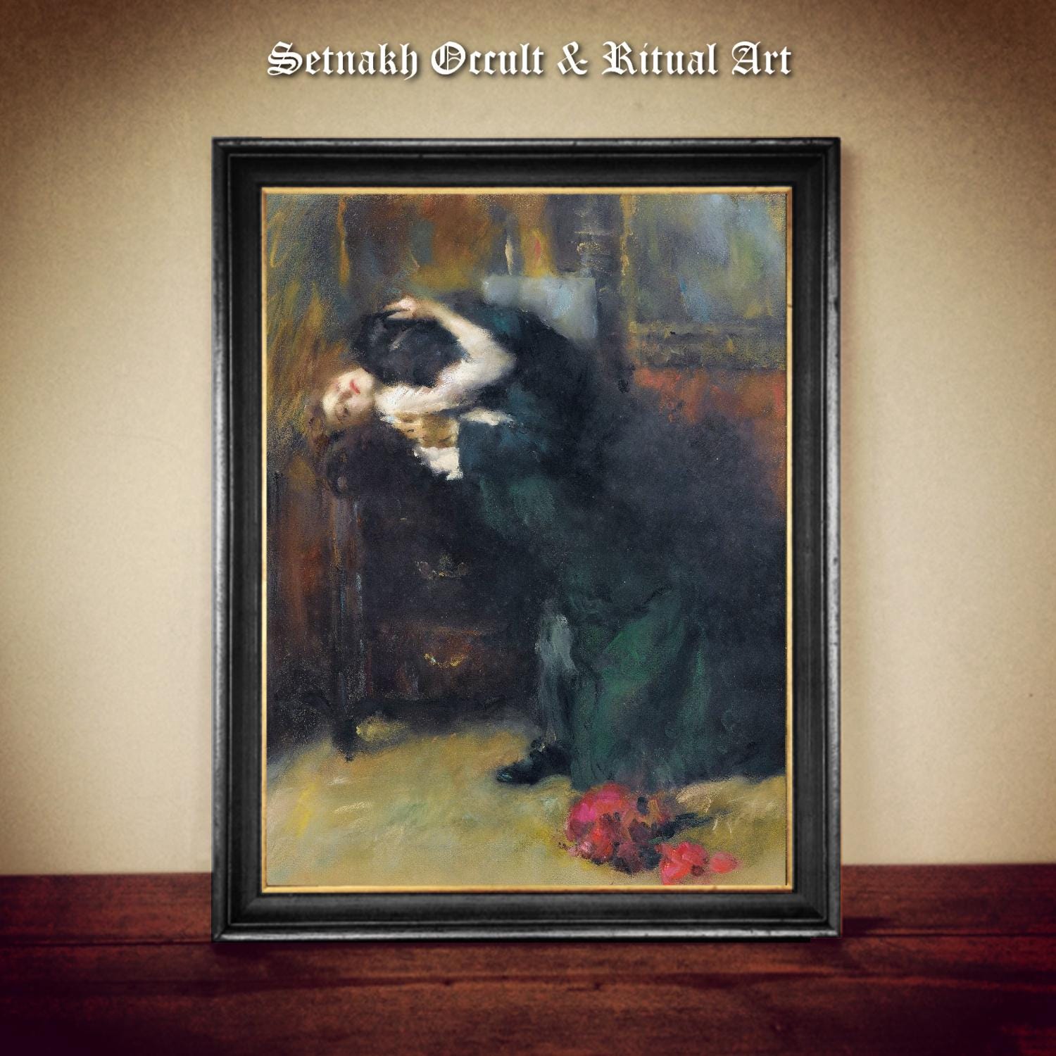 The Kiss by Ambrogio Alciat, 1907 | Romantic Vintage Art, Nouveau Print on Hand-Made Paper or Canvas Wall Art Gift for Gothic Lovers #DM22
