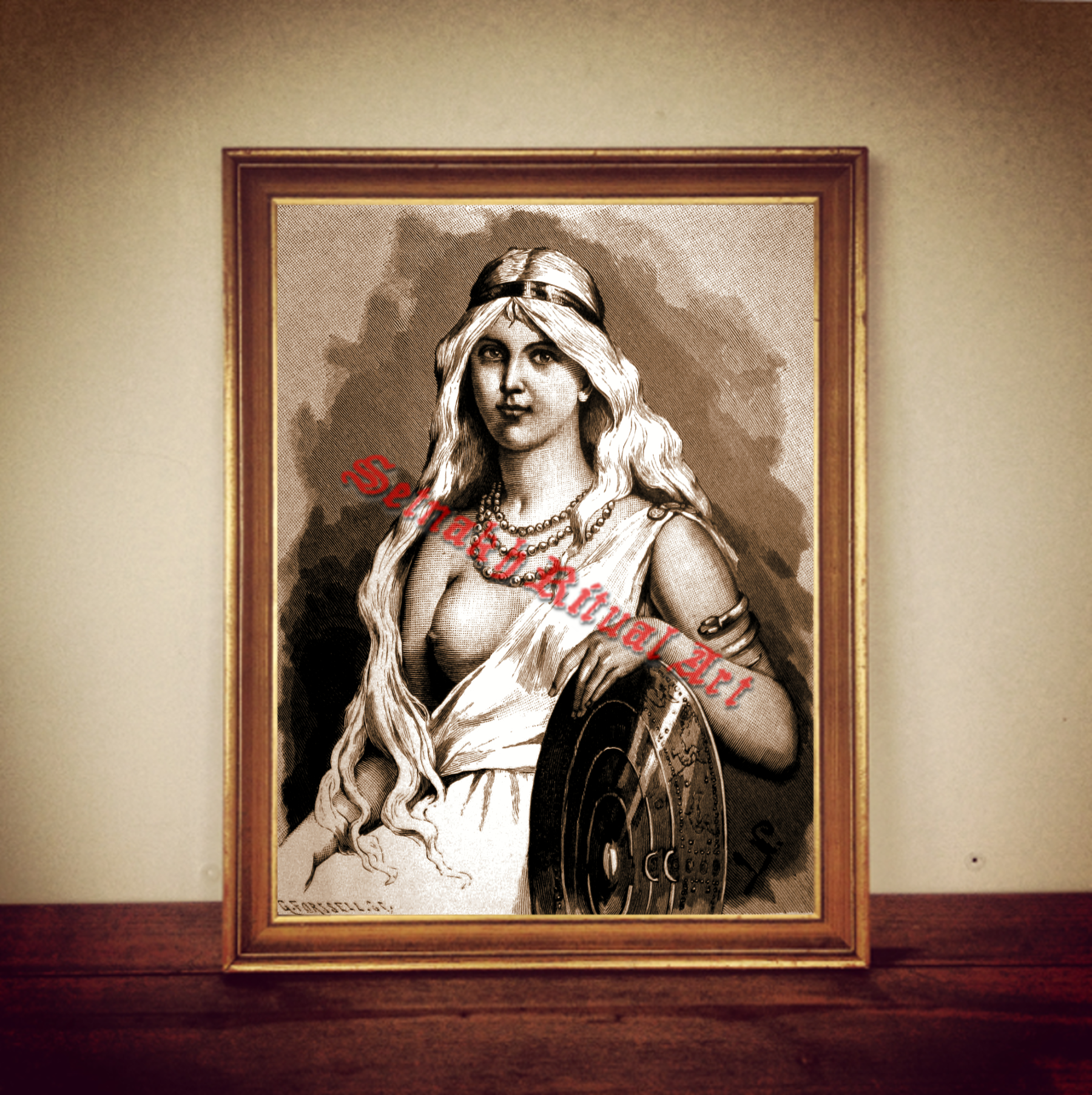 Freya-Menglöð Norse Goddess Print, Jenny Nyström, 1893, Viking Wall Art, Pagan Mythology Poster, Scandinavian Goddess Decor, Vintage, Norse Deity Illustration #331