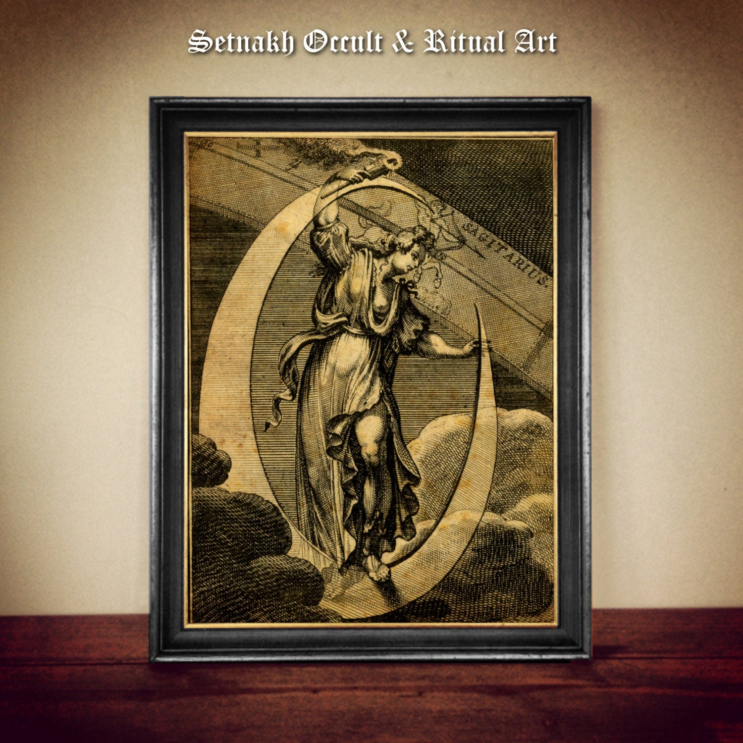 Luna Goddess art, Moon Goddess print, vintage, dark art, occult poster, gothic home decor, witchcraft, witch print, wiccan art #W113