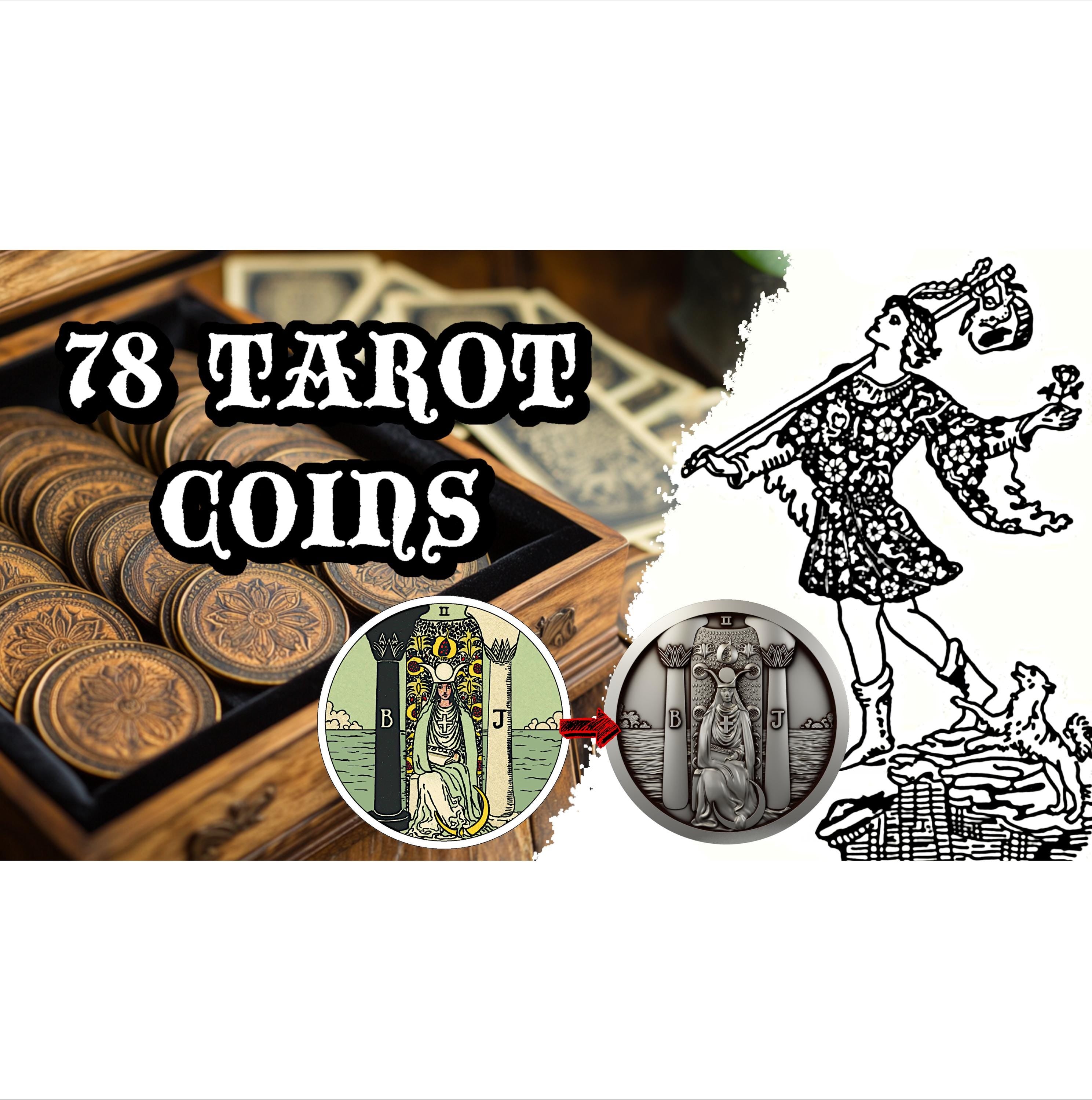 Tarot Coin Collection – 78 Coins Inspired by Rider-Waite – PRE-ORDERS - Shipping in October '25 - Divination Coins - Oracle Coins - Frater Setnakh