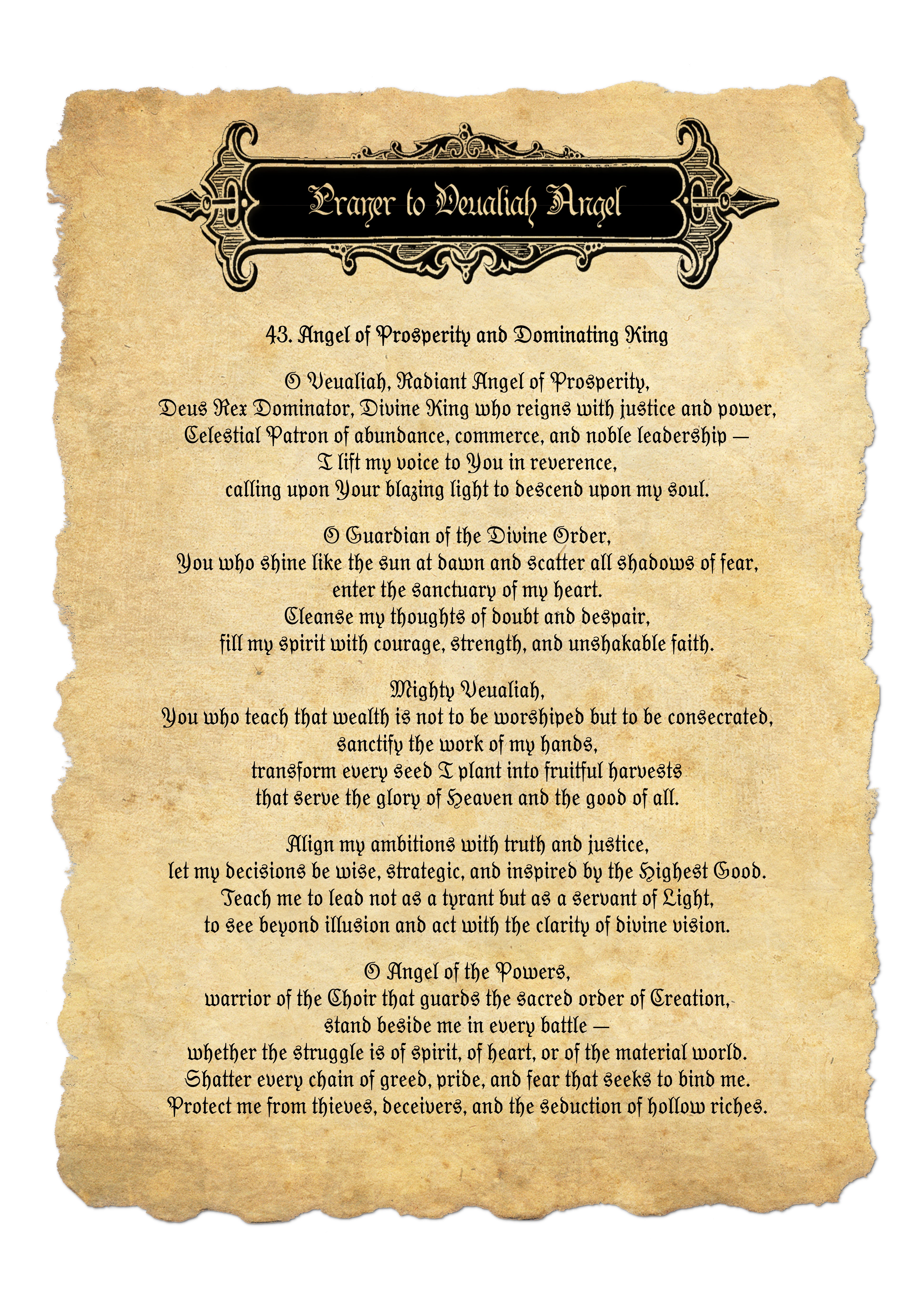 Prayer to Veualiah Angel of Prosperity