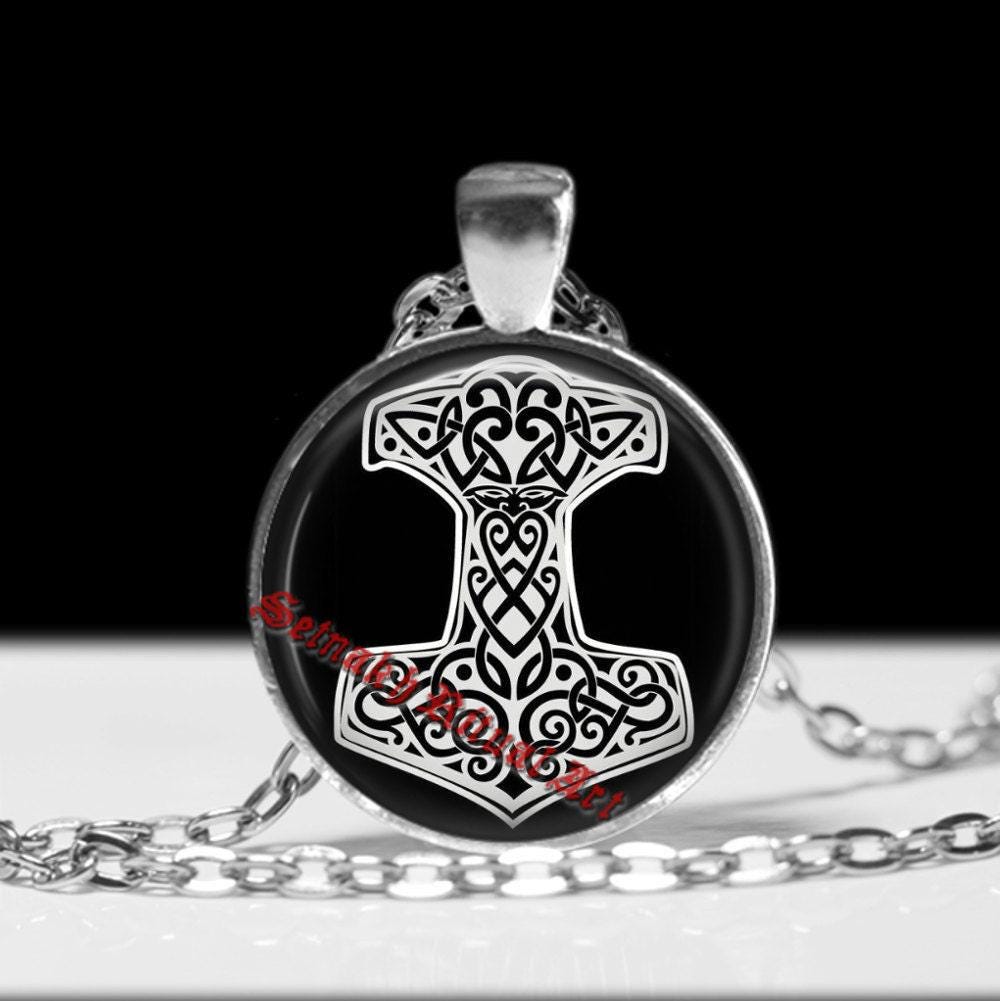 Thor hammer pendant Nordic necklace Scandinavian jewelry Antique style #464