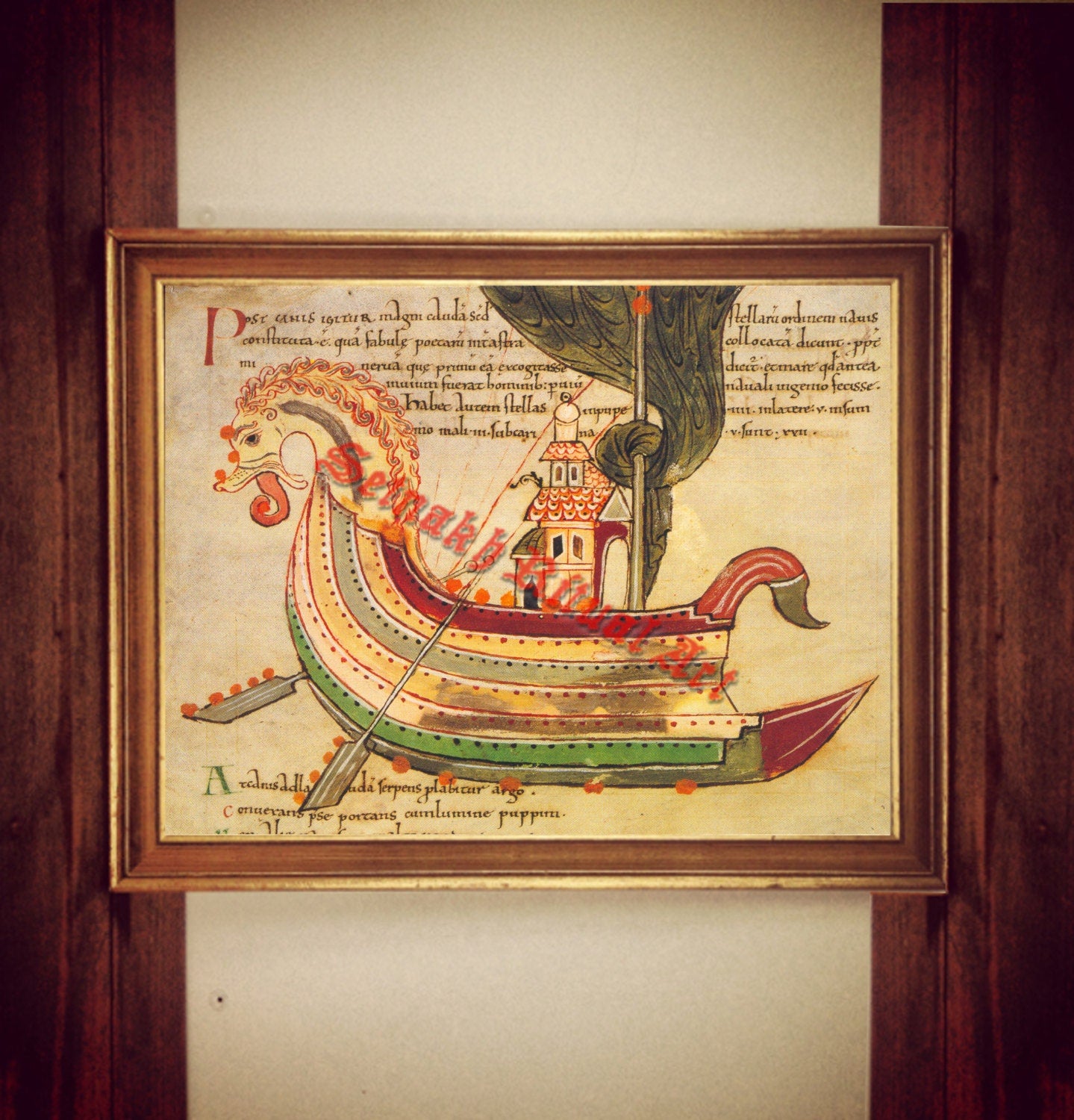 Viking ship poster, nordic print, Vikings poster, norse art print, scandinavian home decor, norse print, ocean, mythology, dragon boat #458