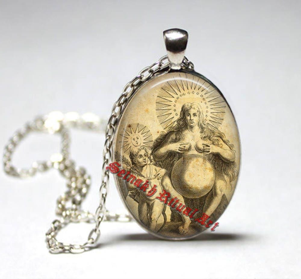 Alchemy pendant, Shakti jewelry, Śakti amulet, Magic necklace, gnosticism, gnosis #484
