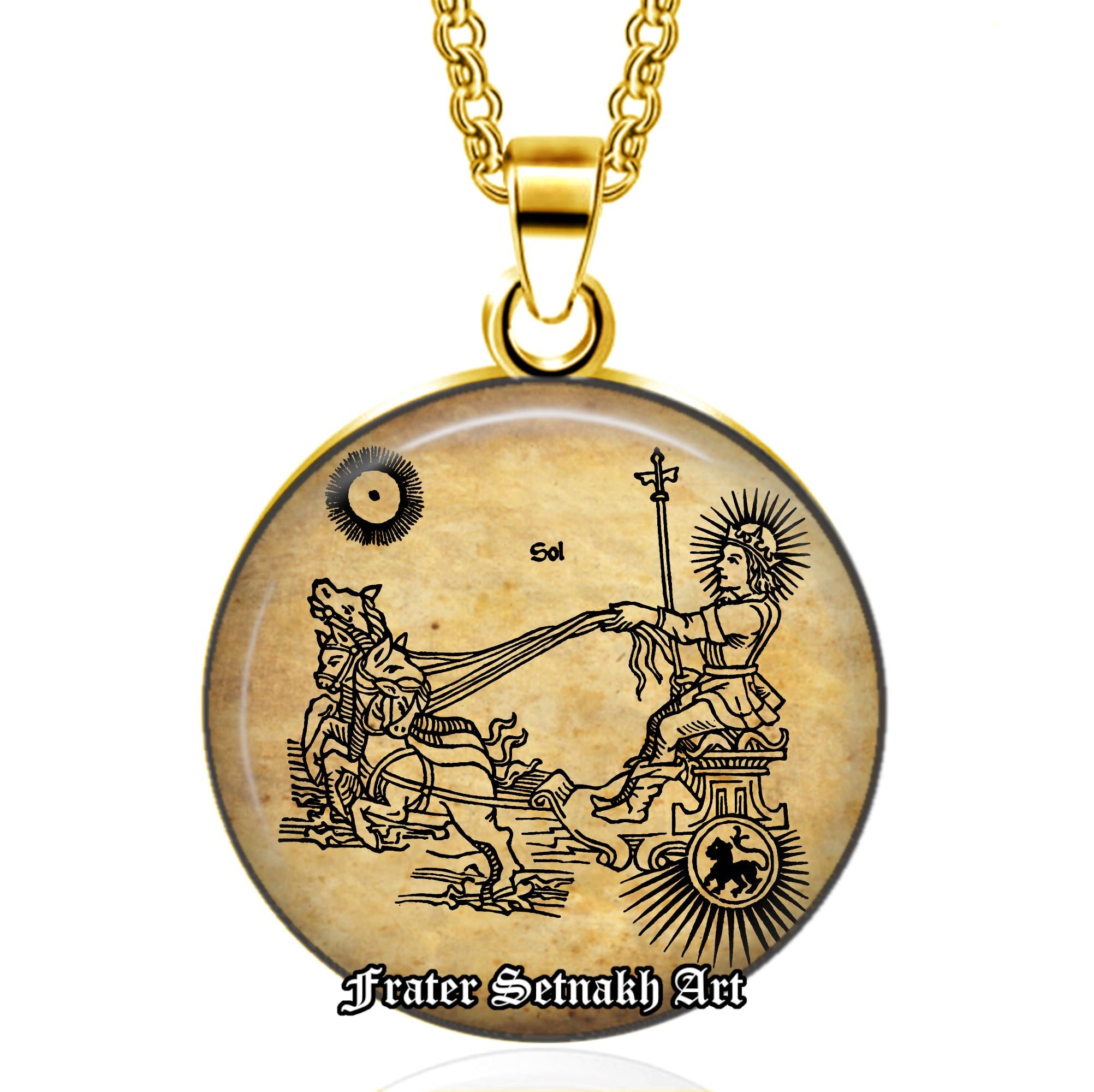 Sun God Sol Talisman Necklace – Radiant Solar Amulet for Power, Clarity, and Vitality, Zodiac: Leo – Wiccan Celestial Magic Pendant #558.1
