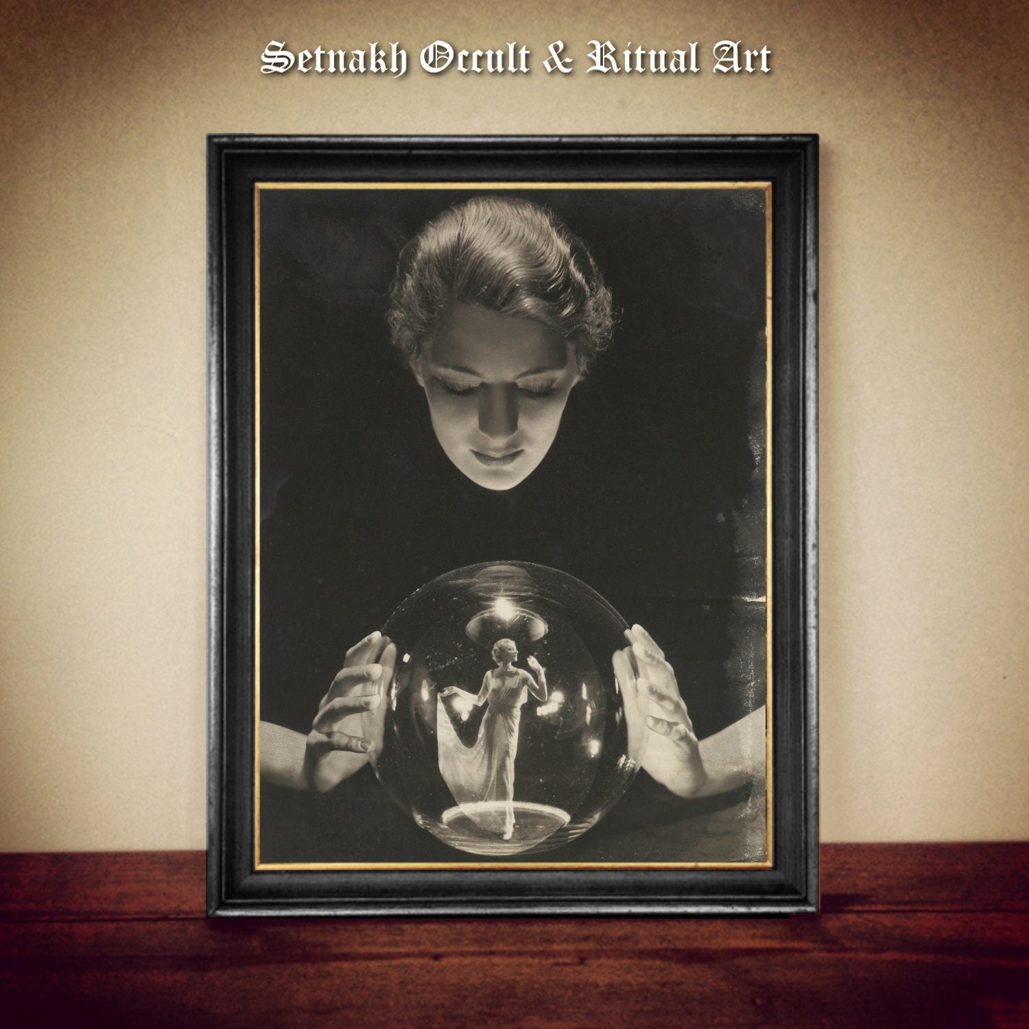 Lee Miller with Crystal Ball print, Medium, Spiritualism photography, dark art, occult, gothic gift, witch homedecor, witchcraft #W94