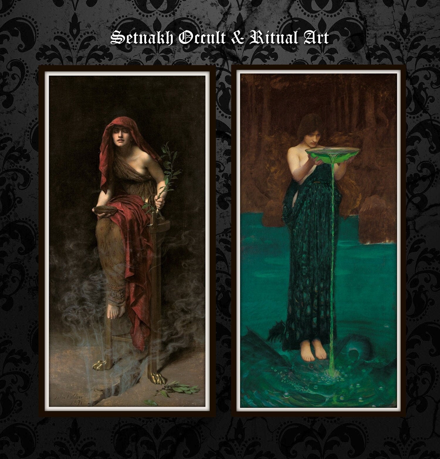 Set of two prints: The High Priestesses, Intuition, Sacred Knowledge, divine feminine, the subconscious mind, witch, occult art, #W106+107