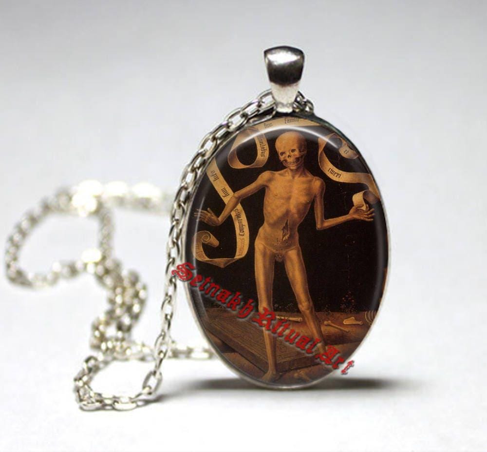 Skeleton pendant, Occult jewelry, Gothic necklace #484