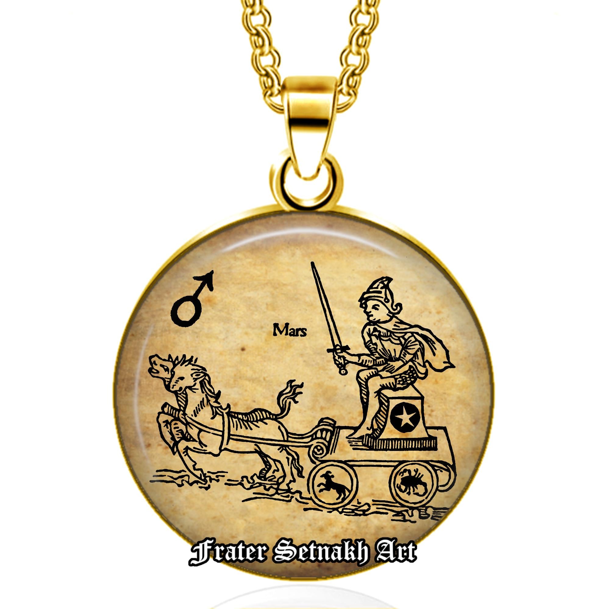 Mars God Ares Talisman – Planetary Warrior Amulet for Strength, Willpower, Courage – Zodiac: Aries & Scorpio – Magical Fire Pendant #558.4