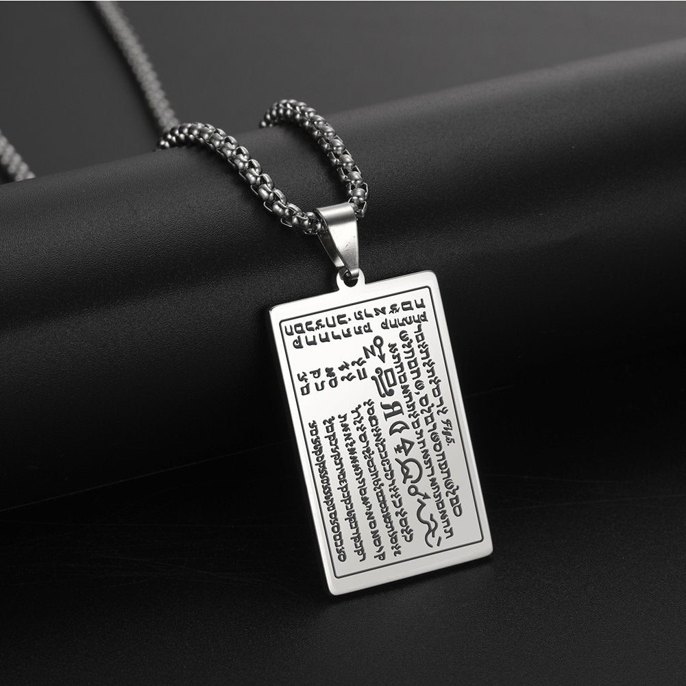 Seven Seals of Moses Necklace - Occult Talisman for Wealth, Health & Knowledge - Stainless Steel Amulet - Esoteric Protection Jewelry #395