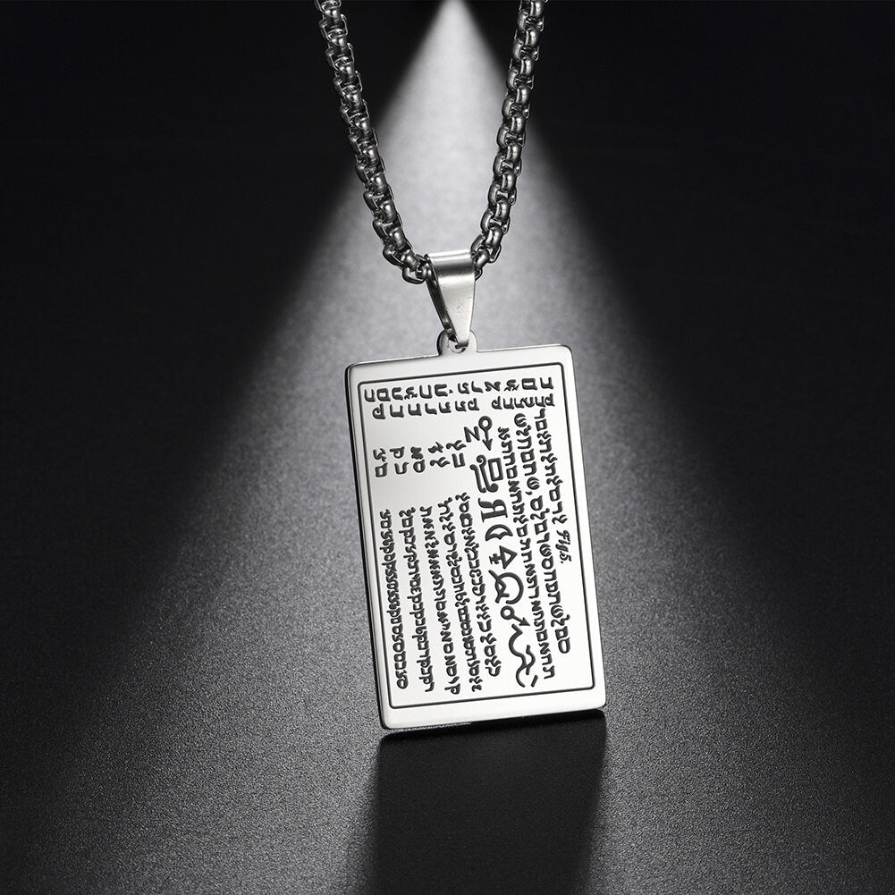 Seven Seals of Moses Necklace - Occult Talisman for Wealth, Health & Knowledge - Stainless Steel Amulet - Esoteric Protection Jewelry #395