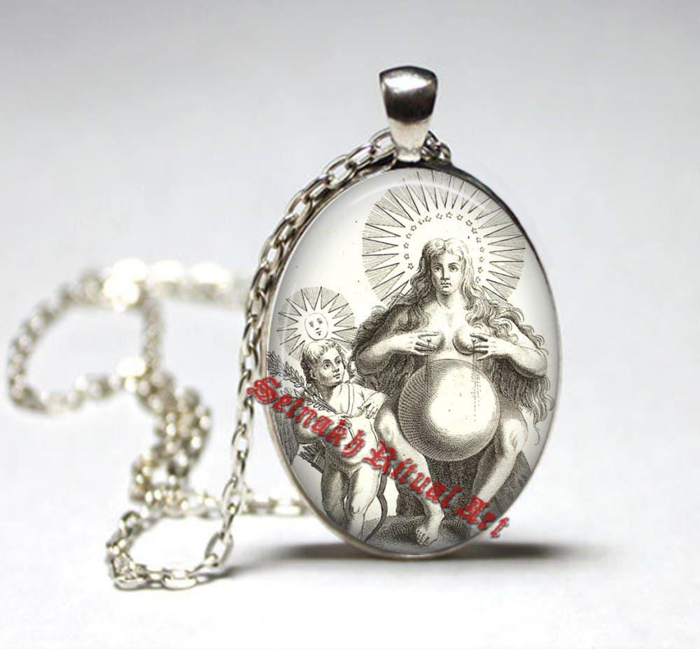 Alchemy pendant, Shakti jewelry, Śakti amulet, Magic necklace, gnosticism, gnosis #484