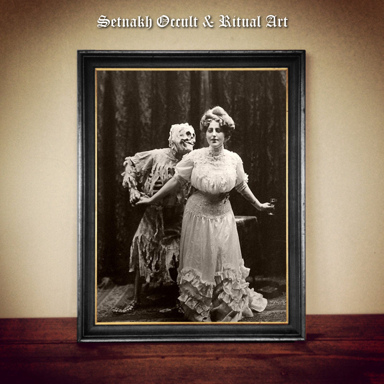 Vintage, Victorian Play 'Death and the lady' 1906, dark art, occult poster, gothic gift, esoteric home decor, witchcraft #VIC7.2