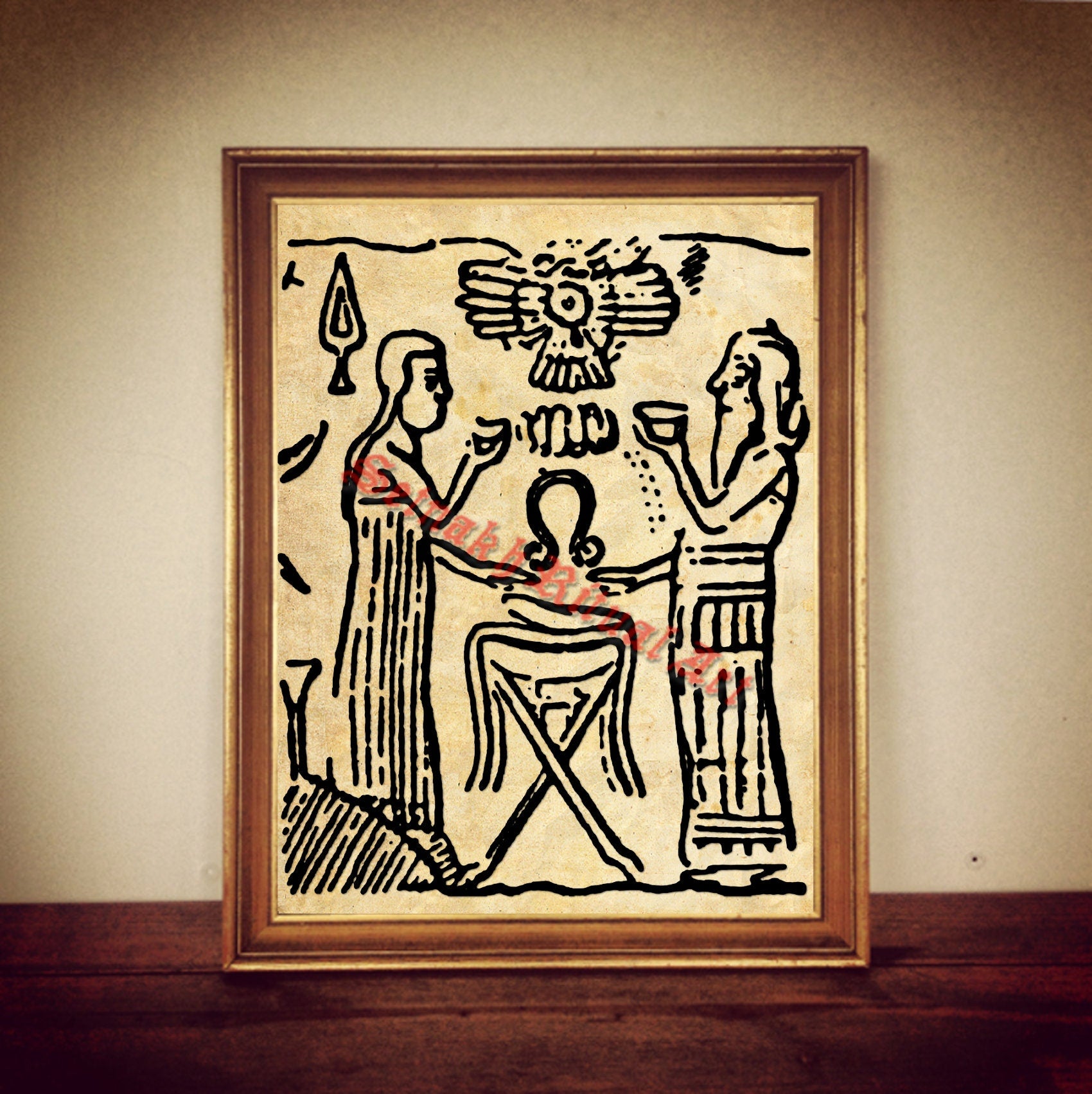 Enki & Nimmah test-tubing Adamu print, sumerian god poster, babylonian god art, ancient aliens, Annunaki mythology, Zecharia Sitchin #518.2