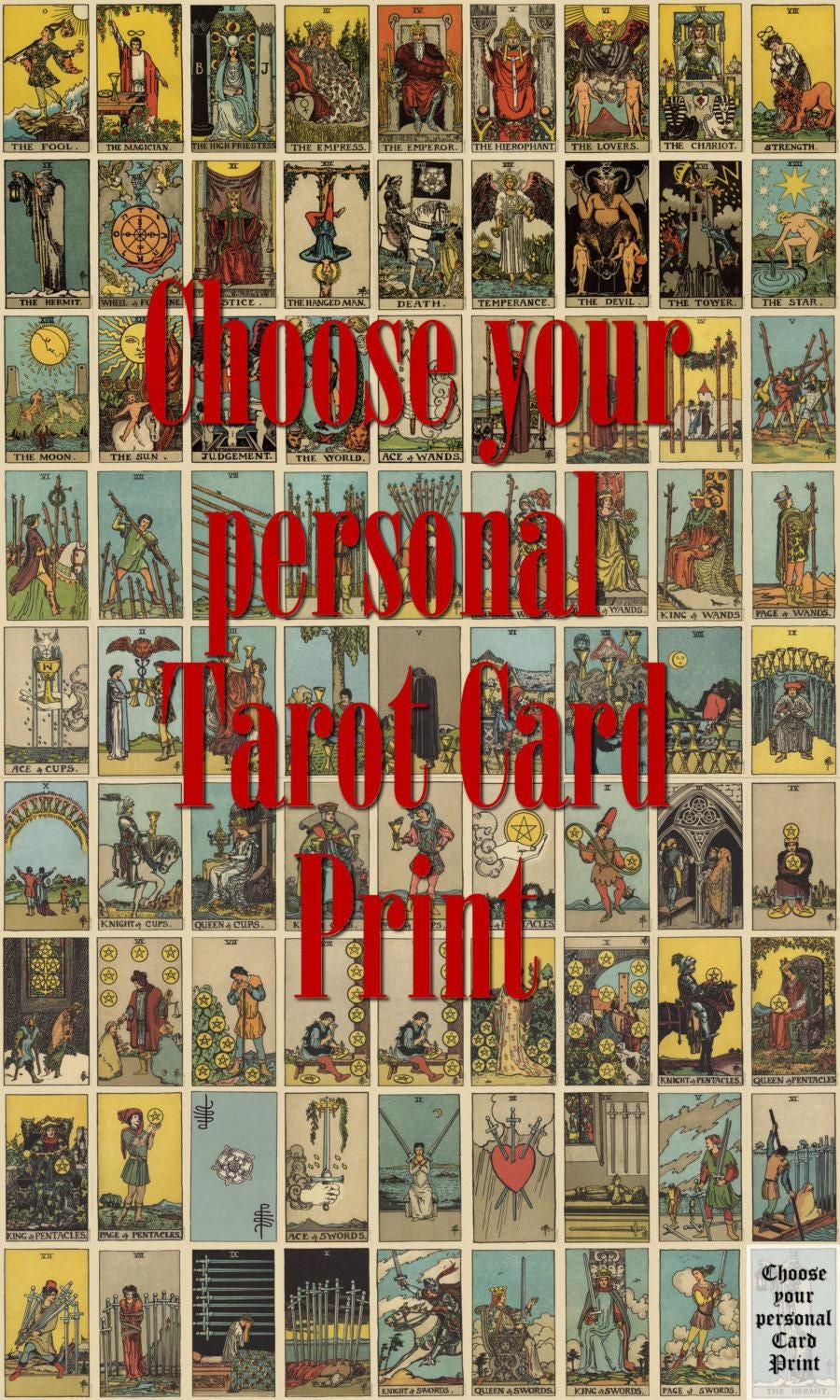 Choose your "TAROT CARD PRINT" - magick, witch, fortune-teller, occult poster, Tarot reading, mystic, magic art, esoteric home decor #396