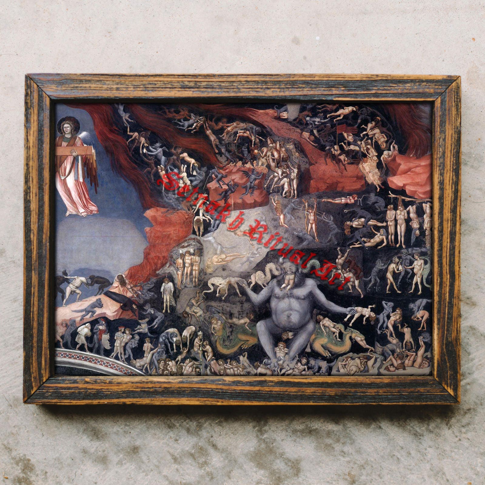 The Last Judgment - Hell print, occult art, antique print with devils, demons, Satan, medieval satanic poster, gift, gothic home decor #496