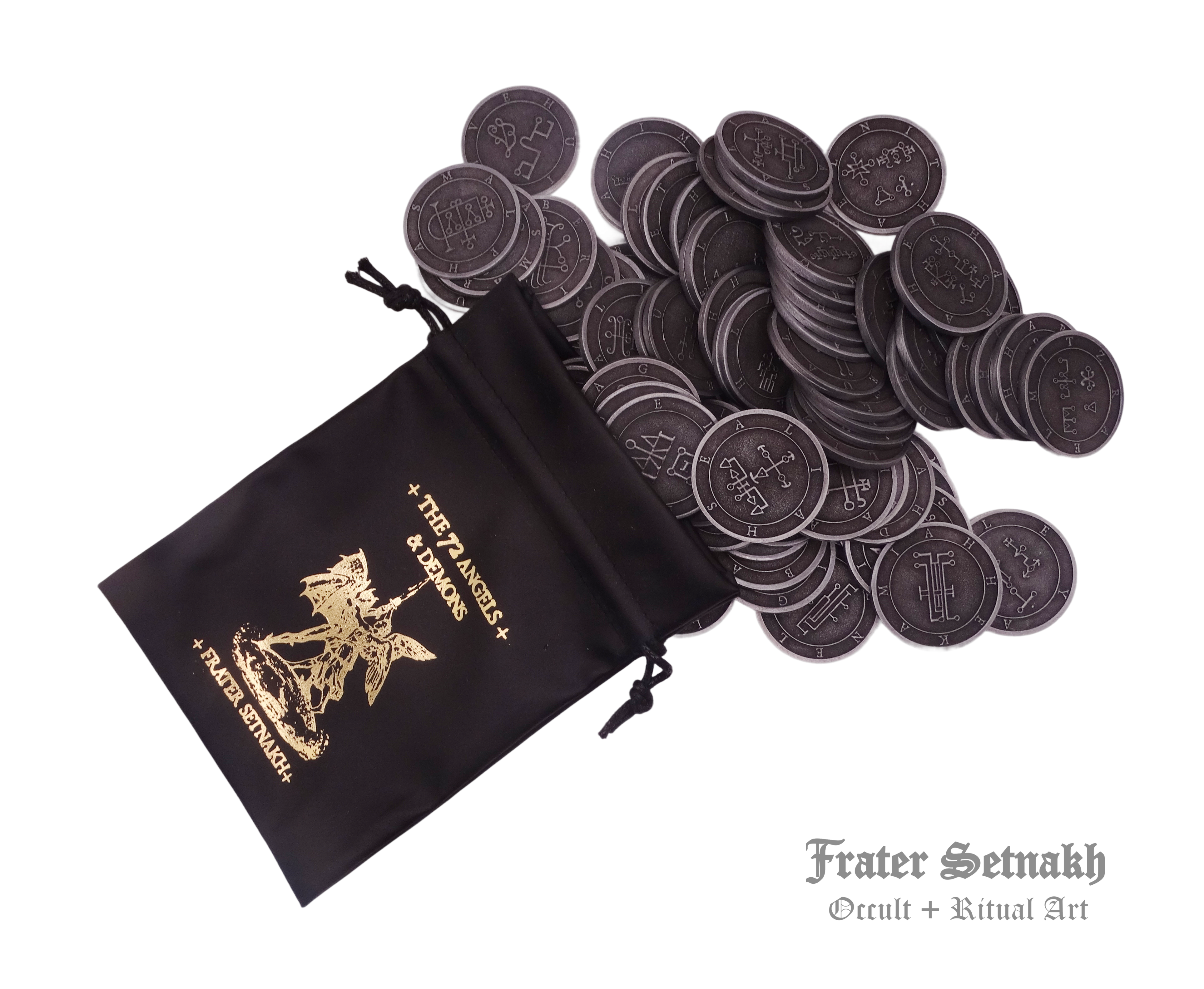 Goetia Demons & Shemhamphorash Angels: Collectible Coins Set of 72 | Enhance Luck, Love, Health, Wealth | Unique Gift for Occult Enthusiasts