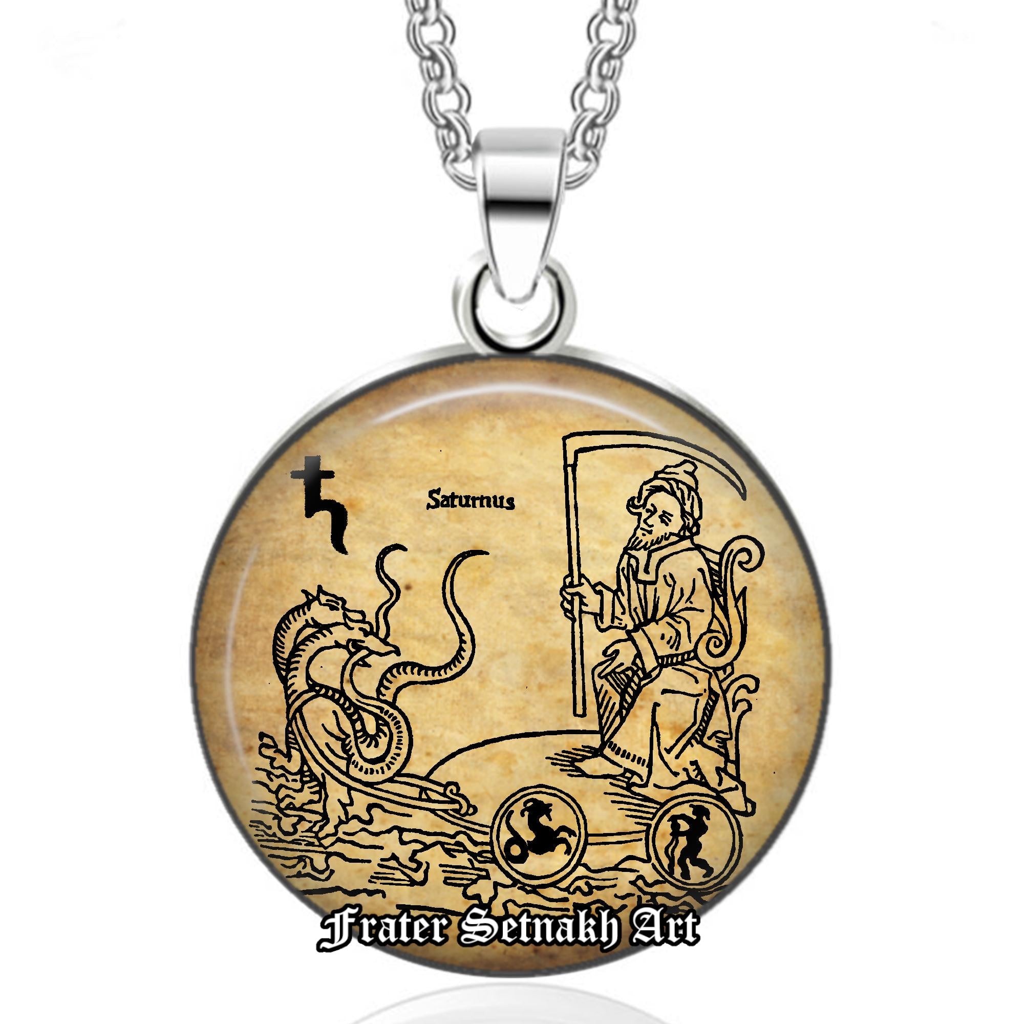 Saturn Cronus Talisman – Planetary Amulet for Boundaries, Karma, Inner Strength – Zodiac: Capricorn & Aquarius – Occult Witch Pendant #558.7